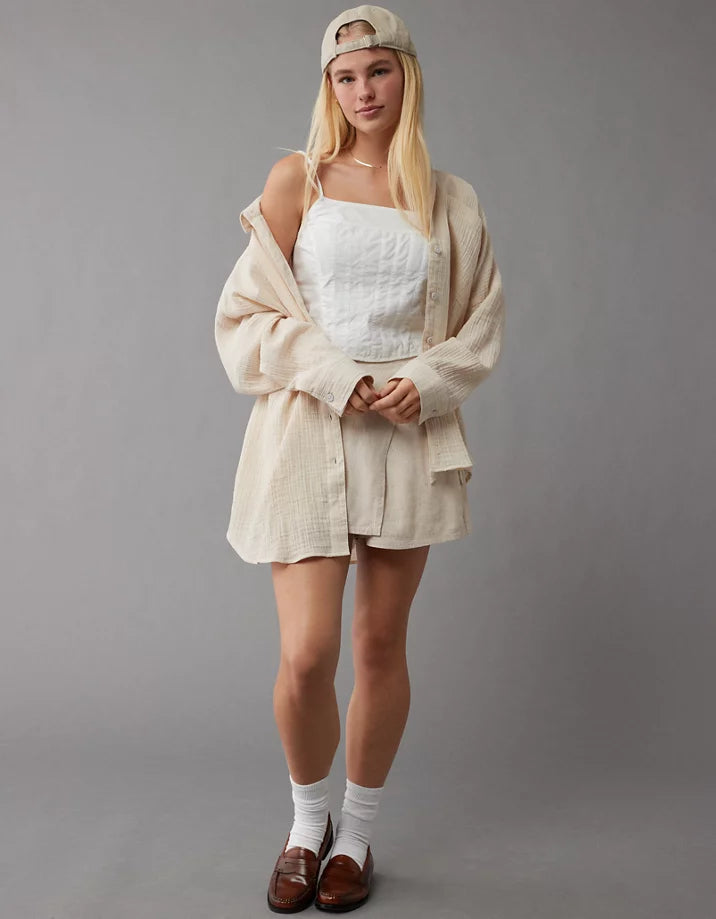 Oversized Cotton Gauze Button Up (M)