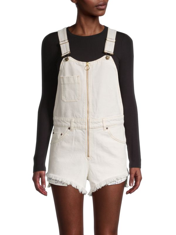 Free People Ecru Denim Shortalls (10)