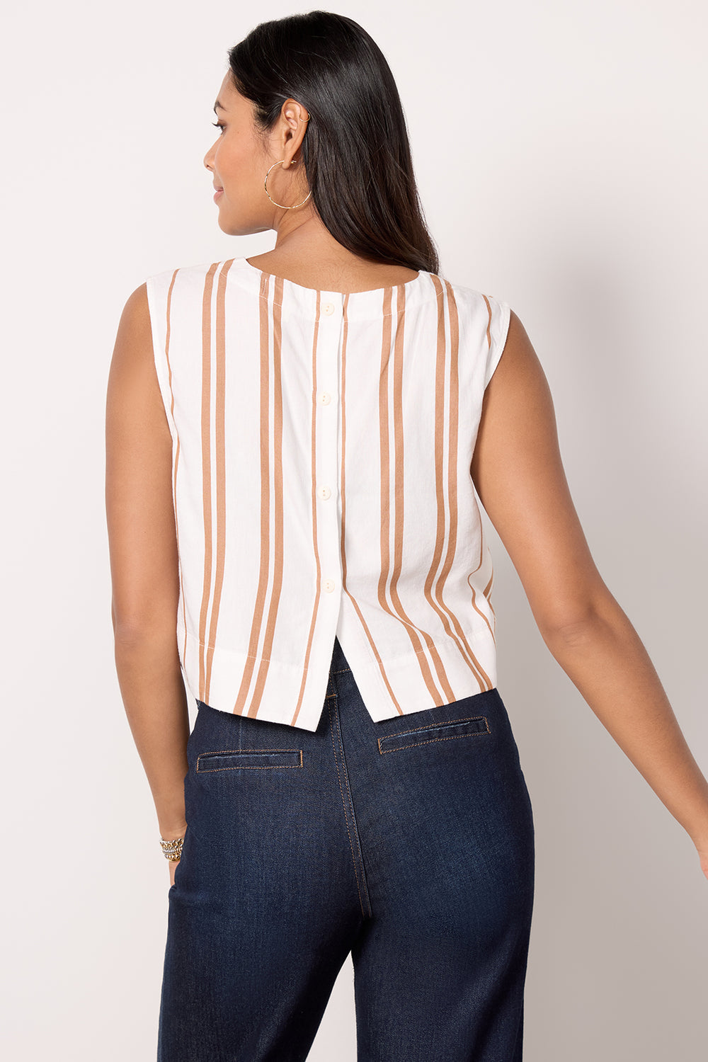 Cloth & Stone Striped Button Back Tank (S)