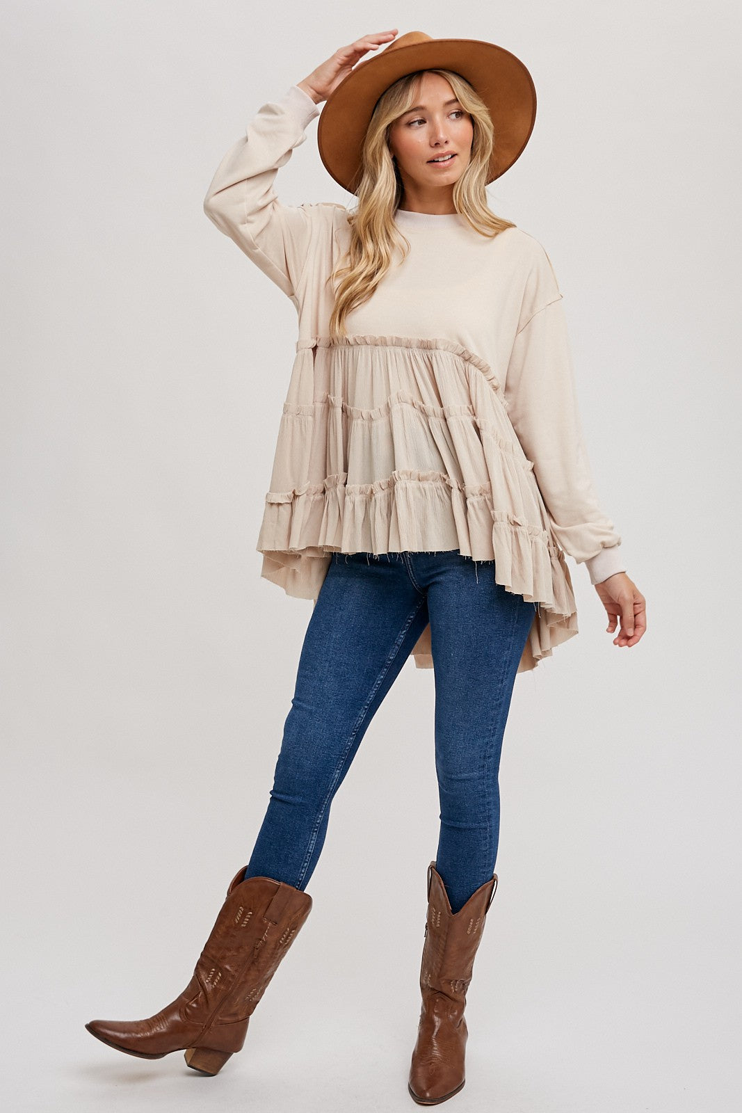 Listicle Ruffle Babydoll Sweater (S)