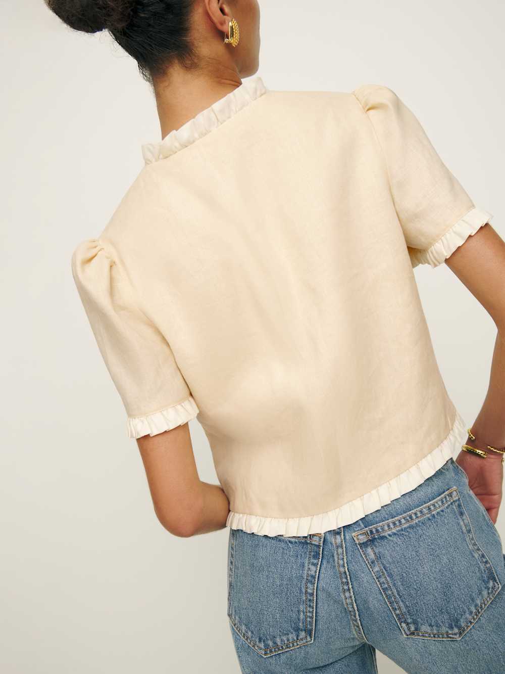Reformation Linen Ruffle Top (M)