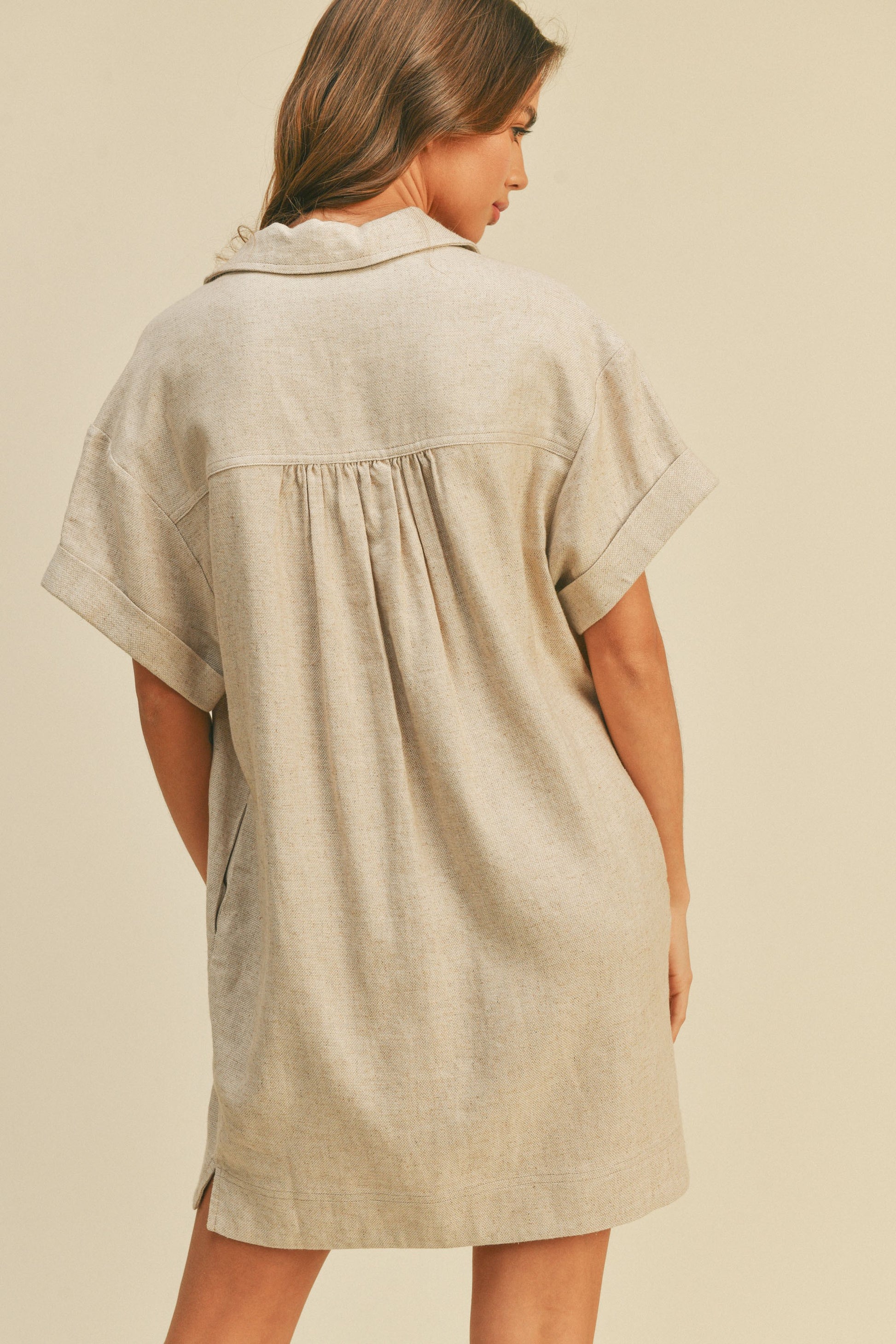 Miou Muse Oat Linen Blend Dress (M)