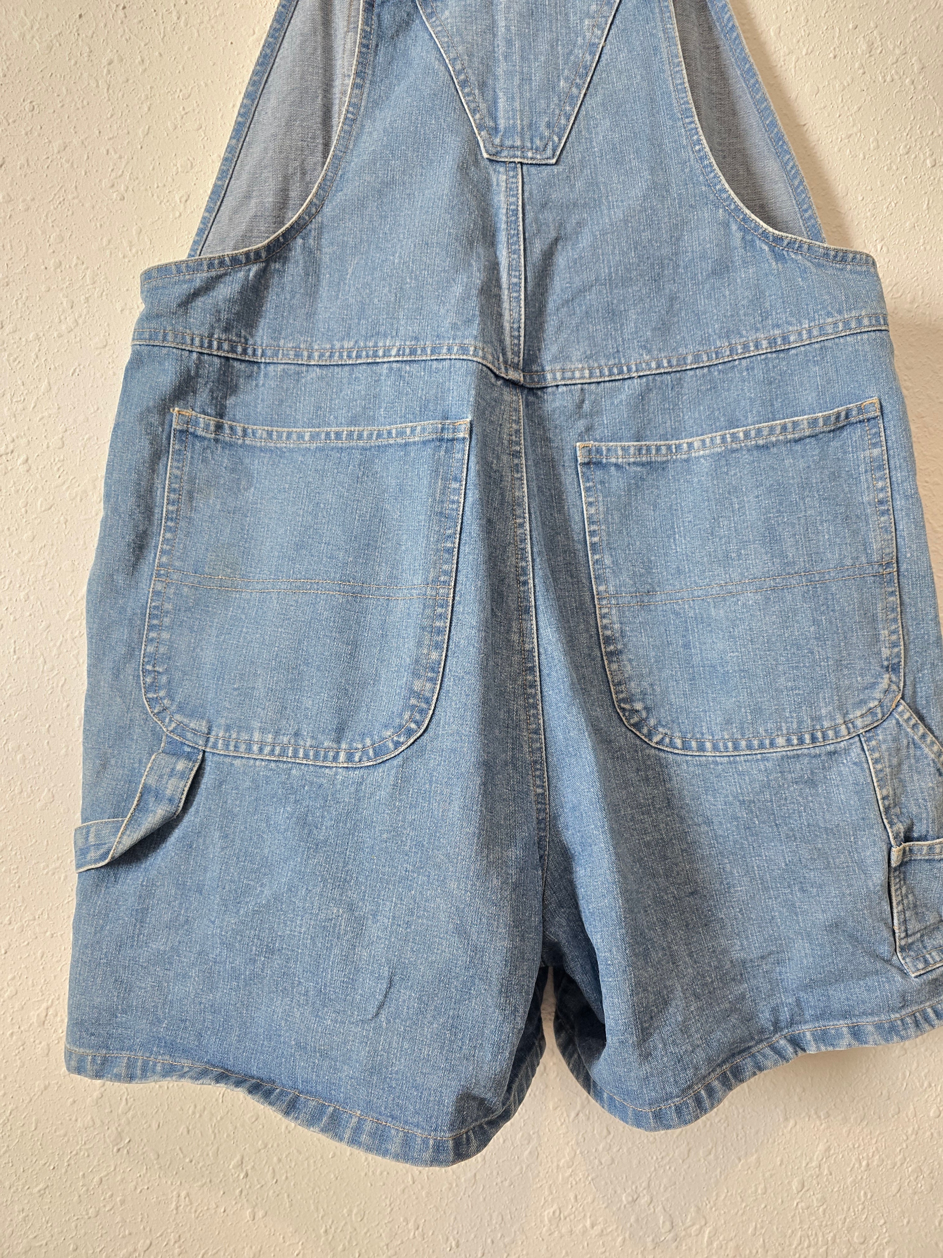 Vintage Floral Denim Shortalls (L)