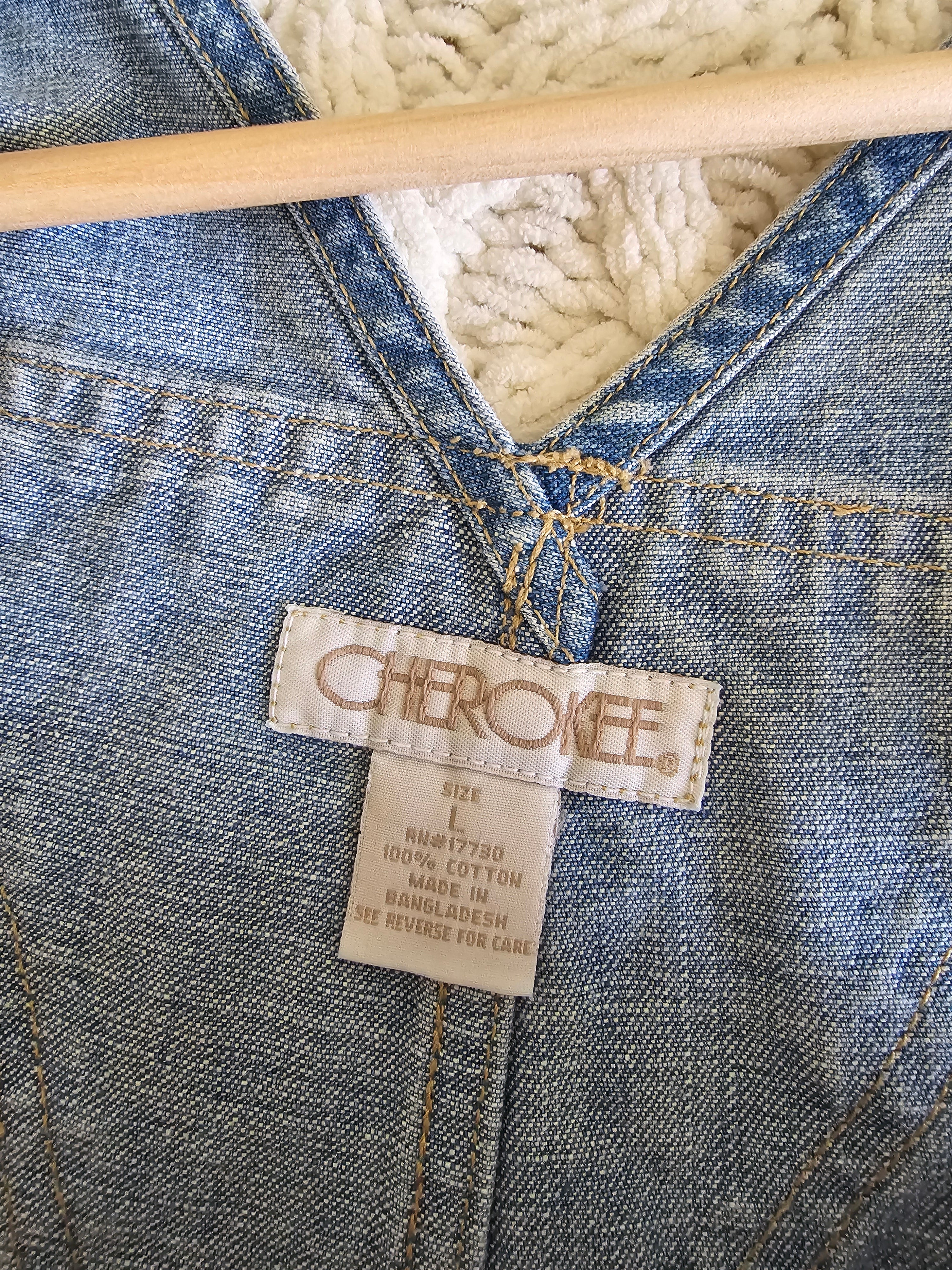 Vintage Floral Denim Shortalls (L)