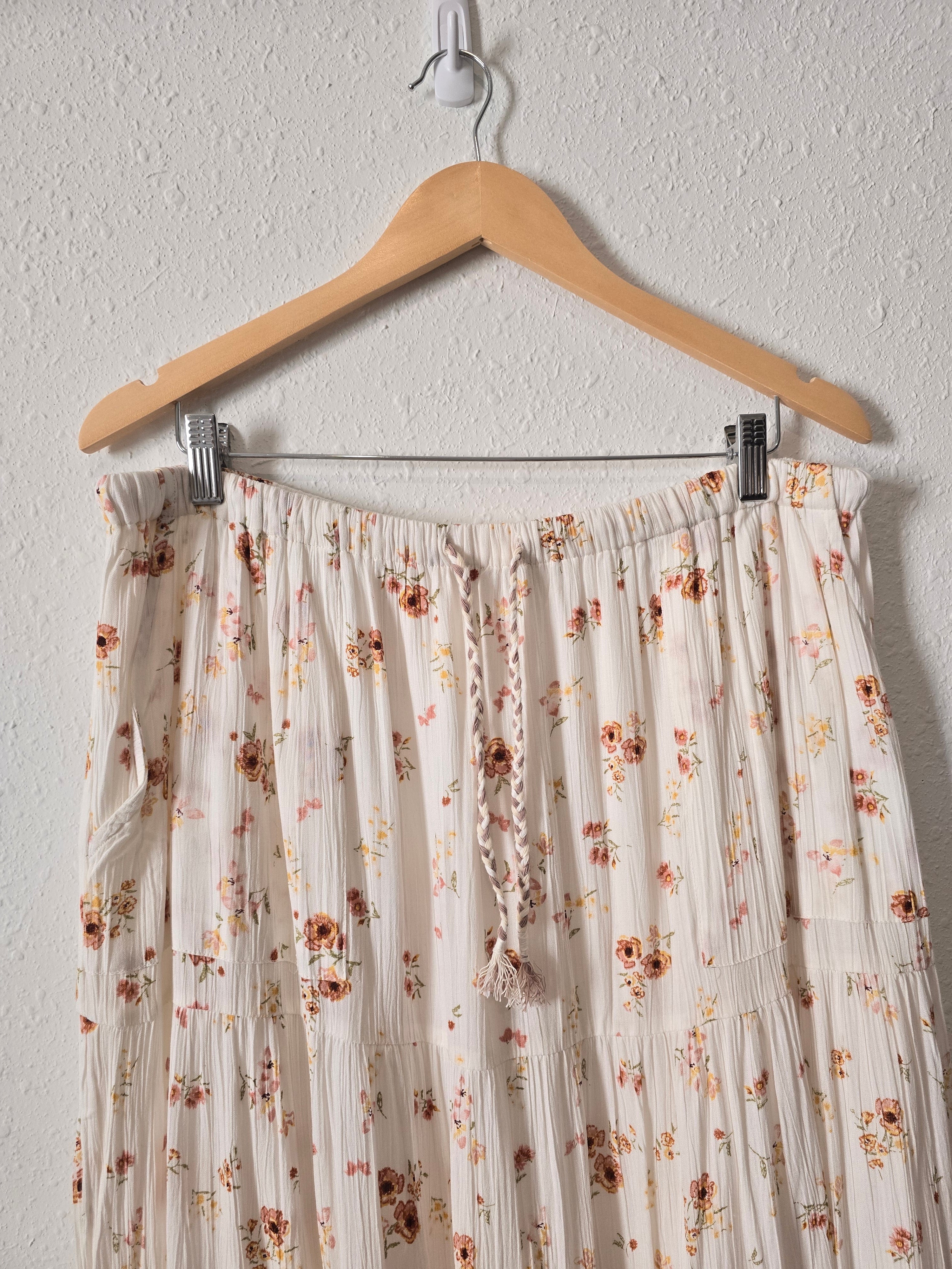 Colorful Floral Maxi Skirt (XL)