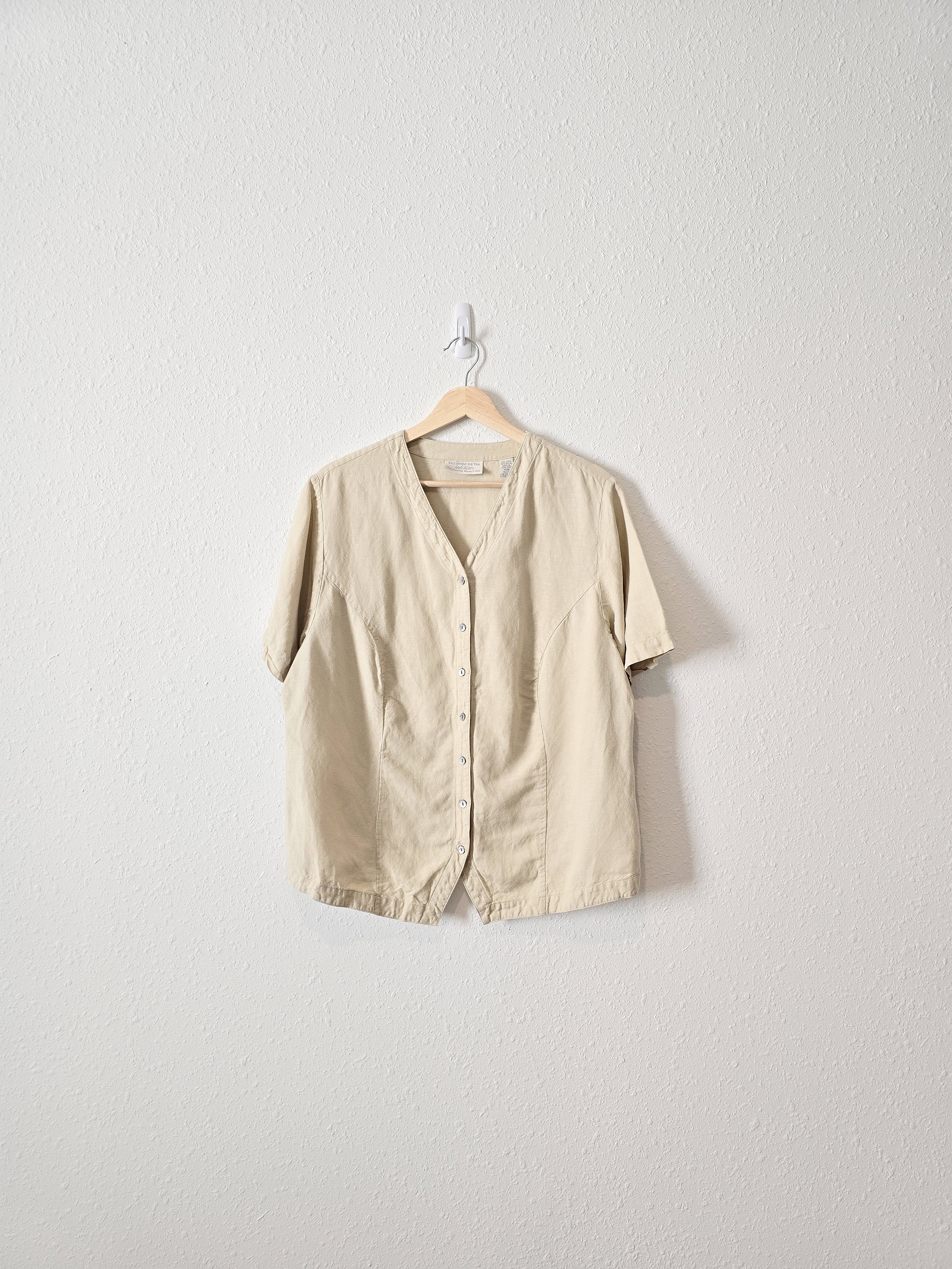 Vintage Sand Linen Button Up (18W)