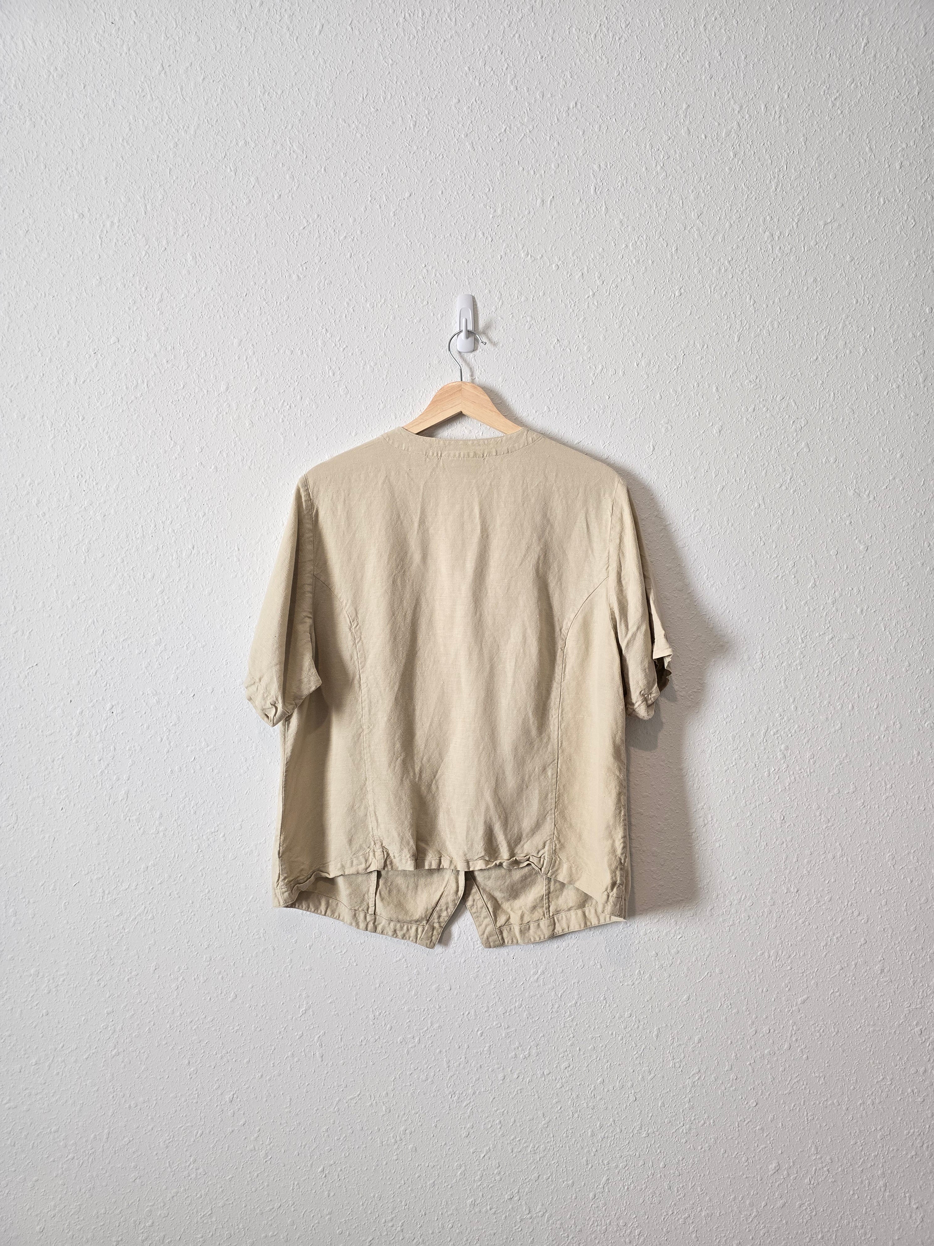 Vintage Sand Linen Button Up (18W)