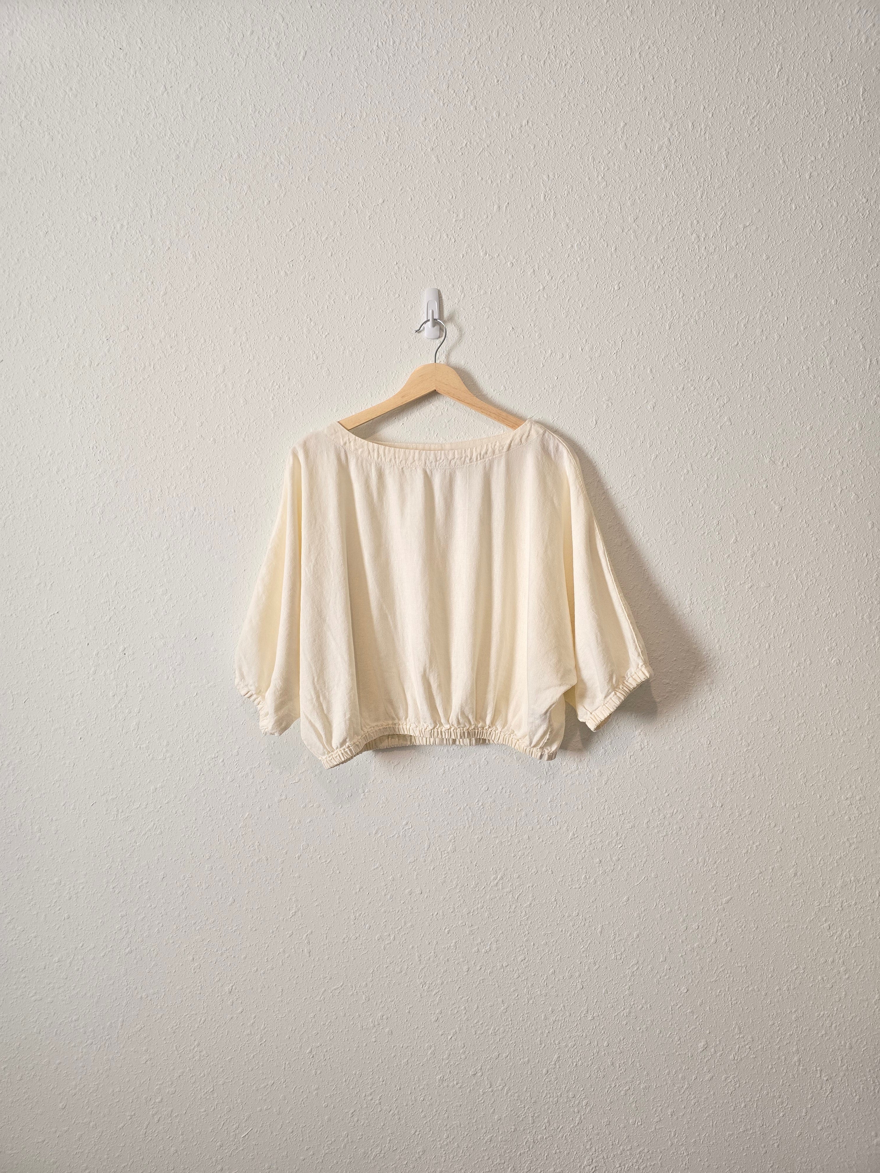 Cream Linen Blend Relaxed Top (M)