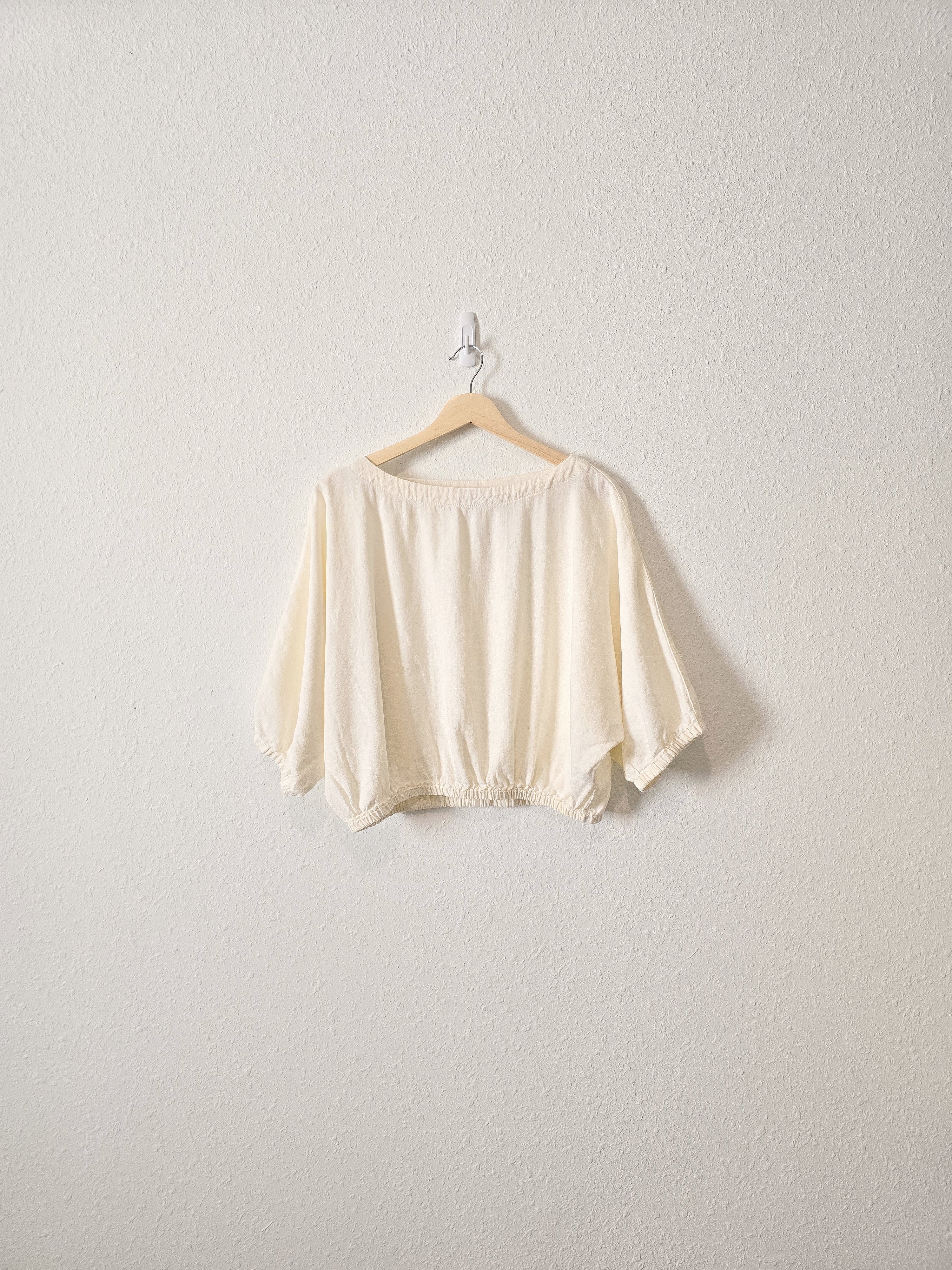 Cream Linen Blend Relaxed Top (M)