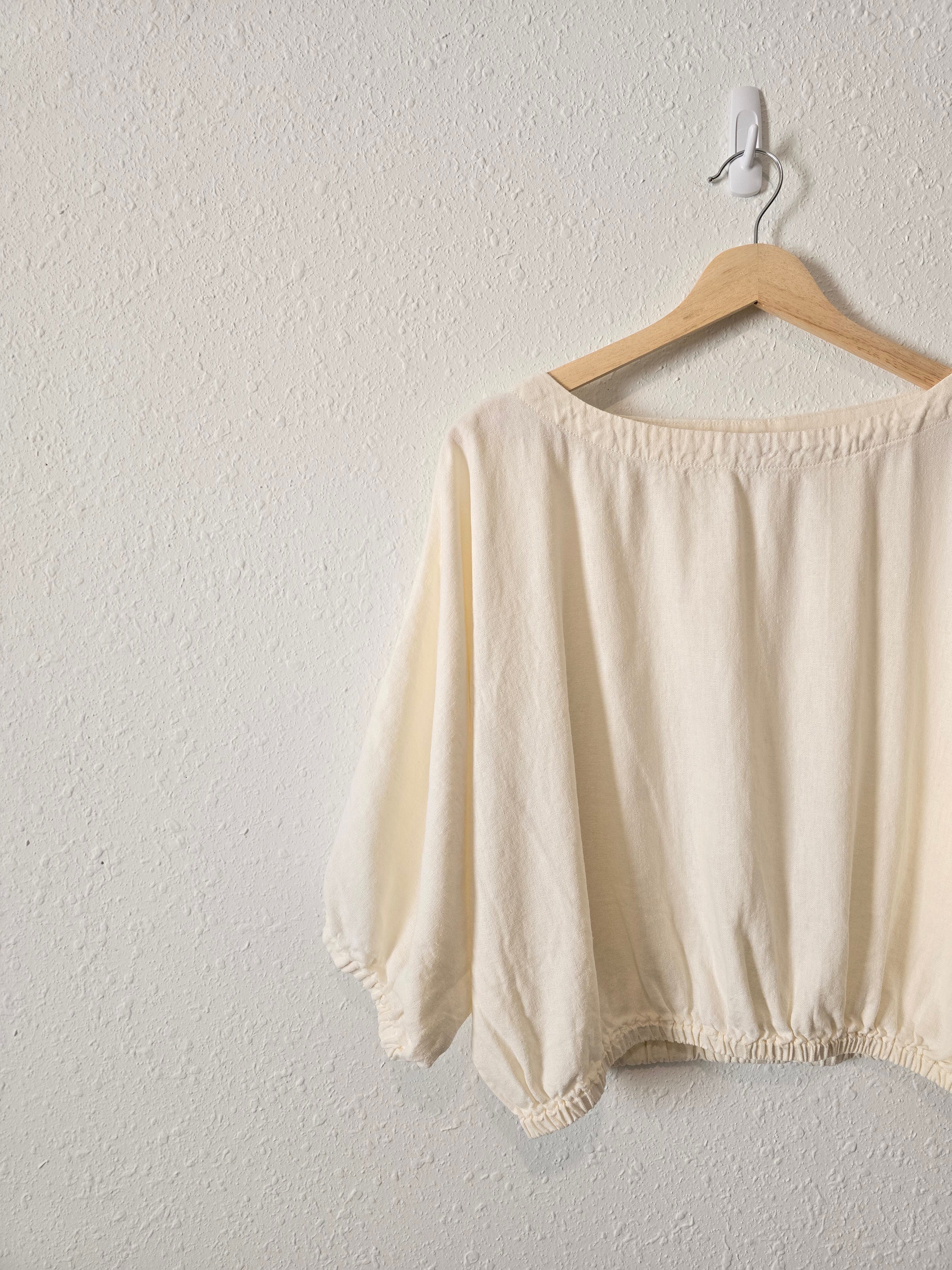 Cream Linen Blend Relaxed Top (M)