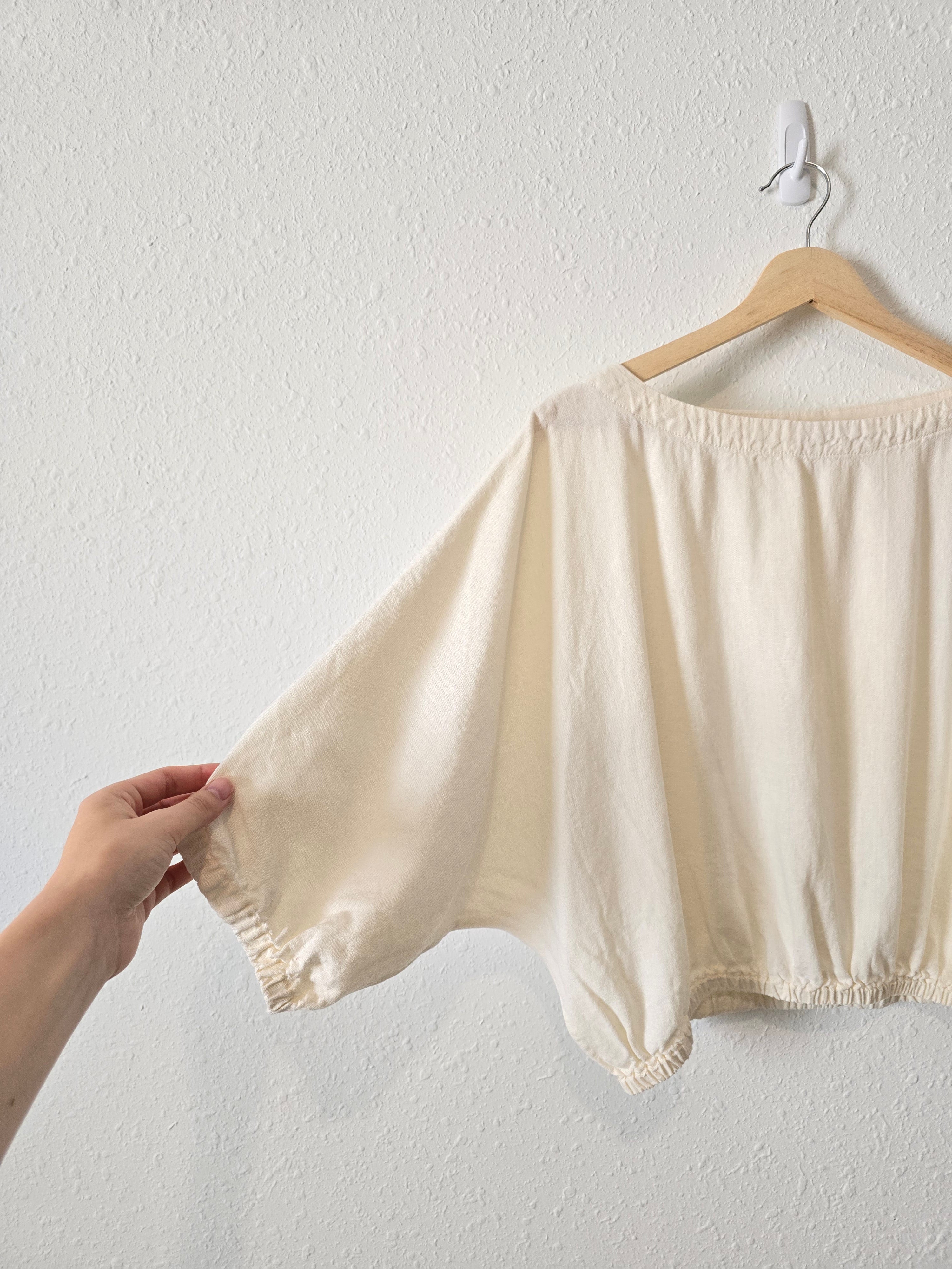Cream Linen Blend Relaxed Top (M)