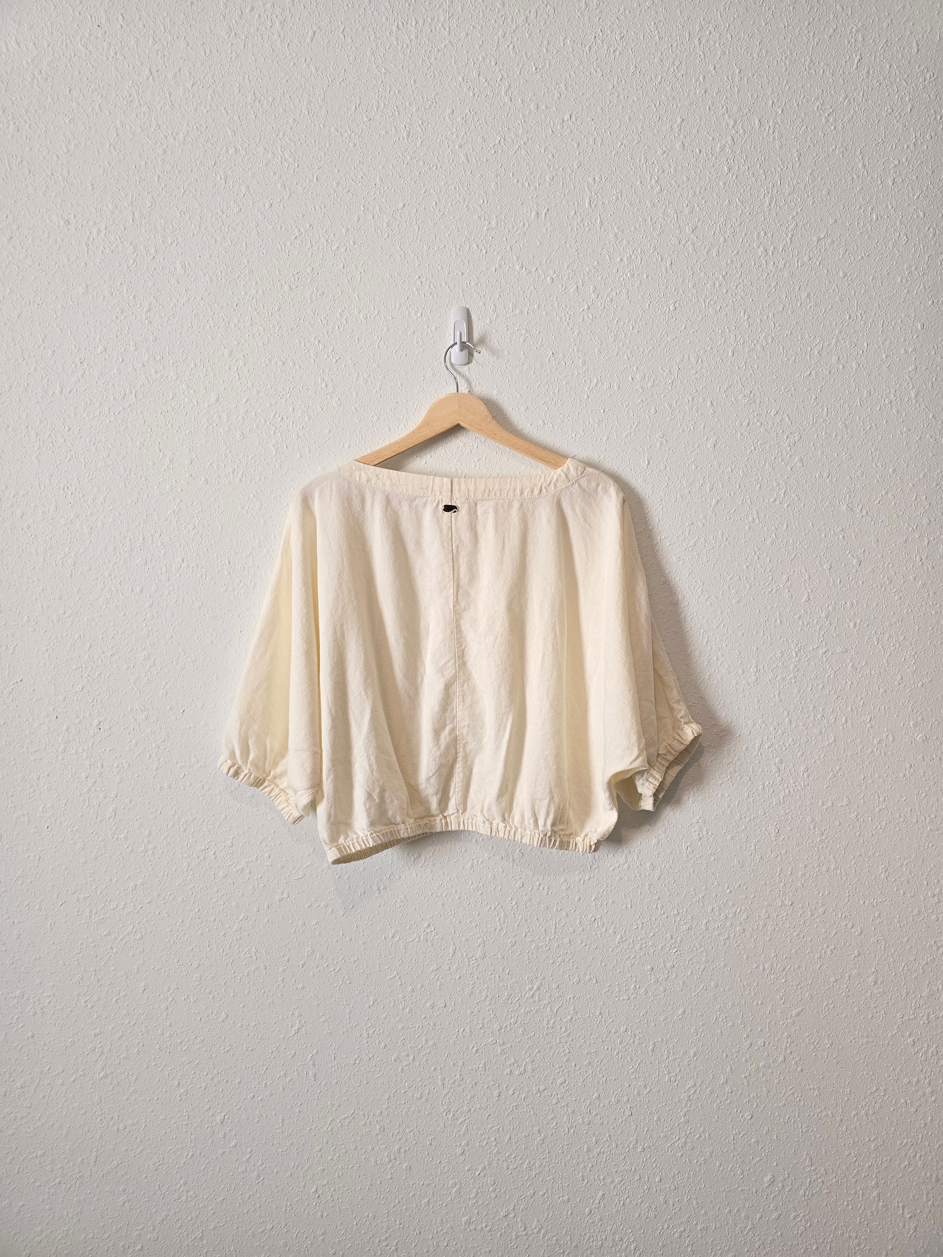 Cream Linen Blend Relaxed Top (M)