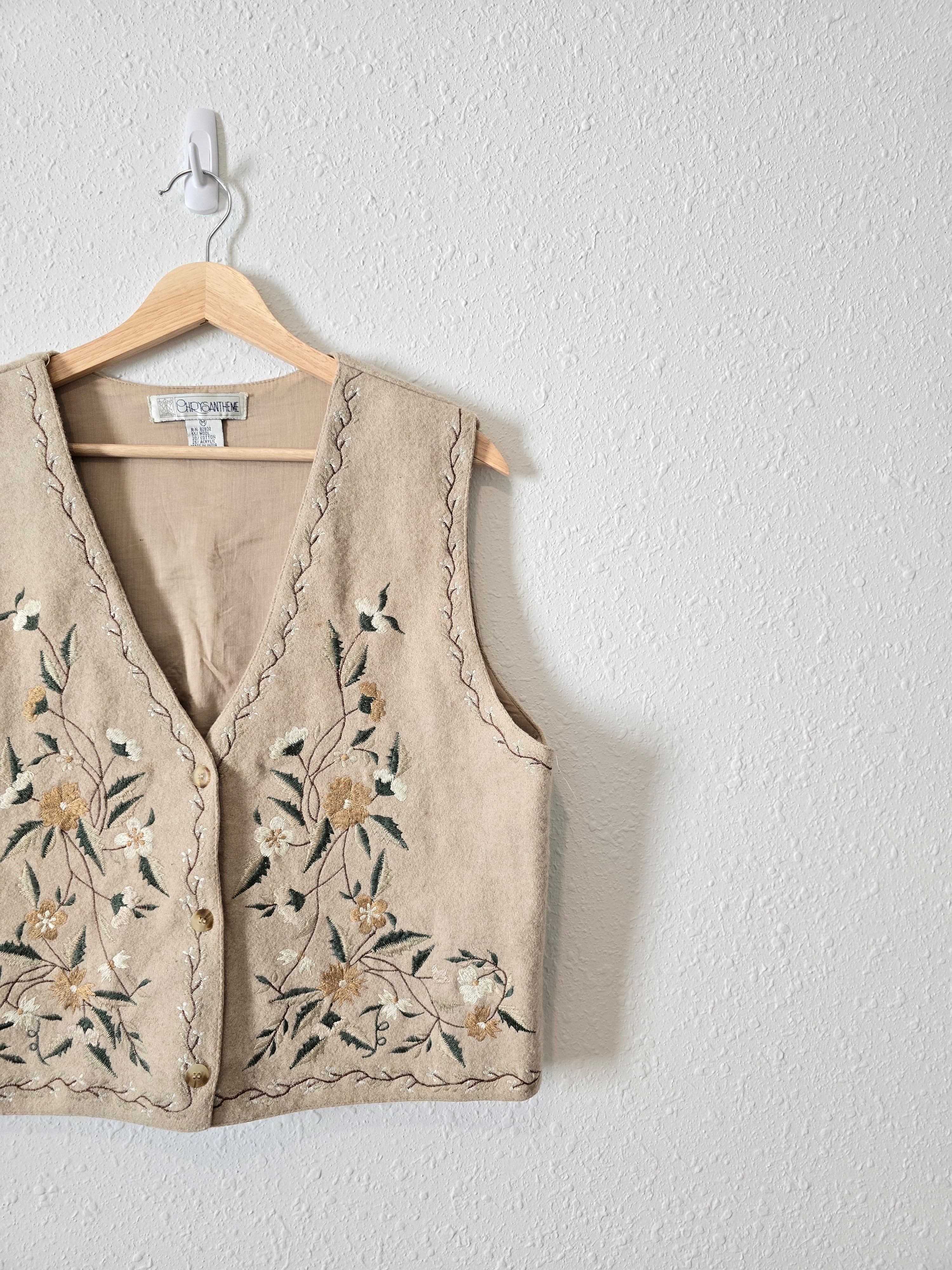 Vintage Floral Embroidered Vest (M)