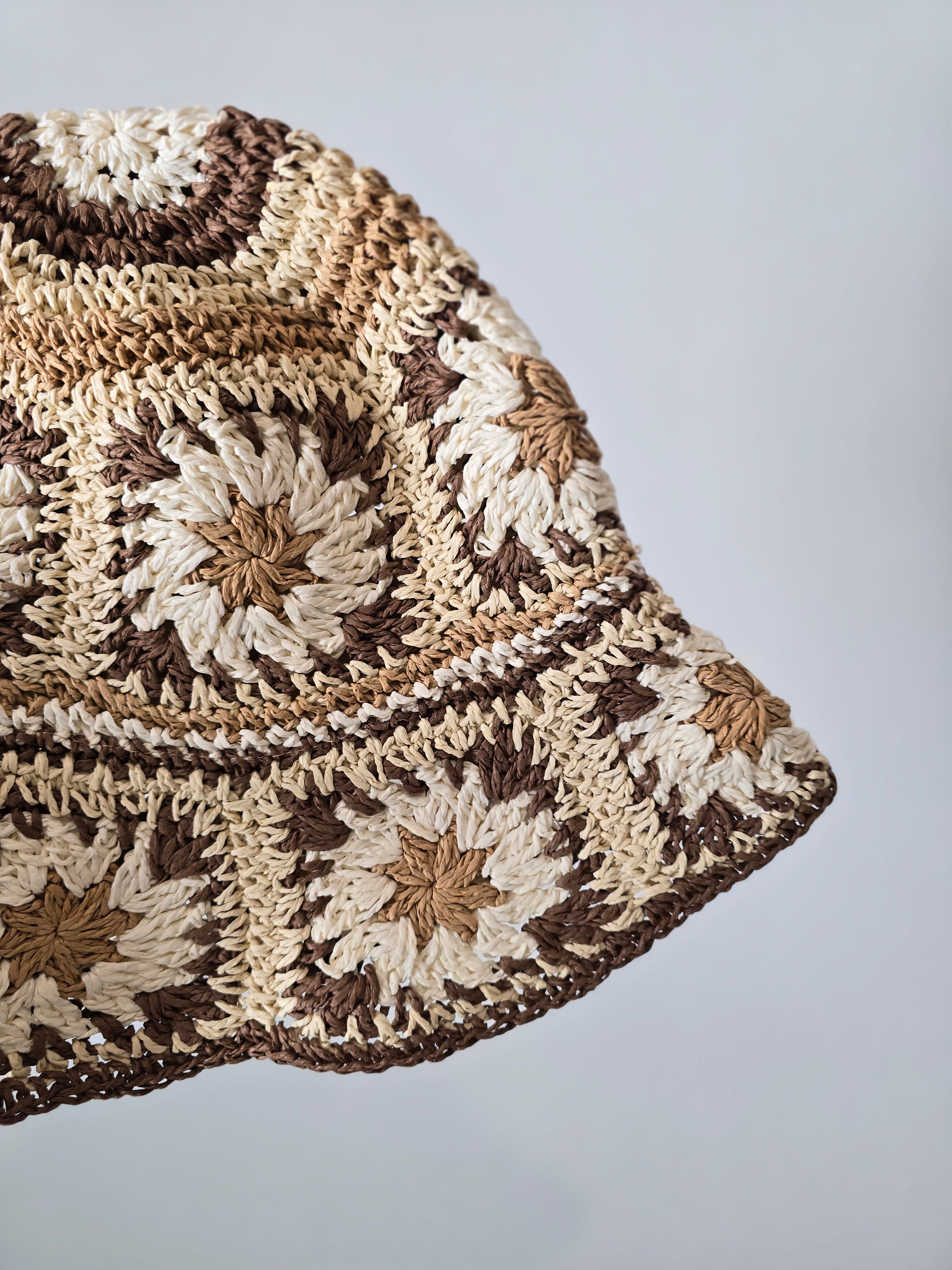 Crochet Straw Bucket Hat