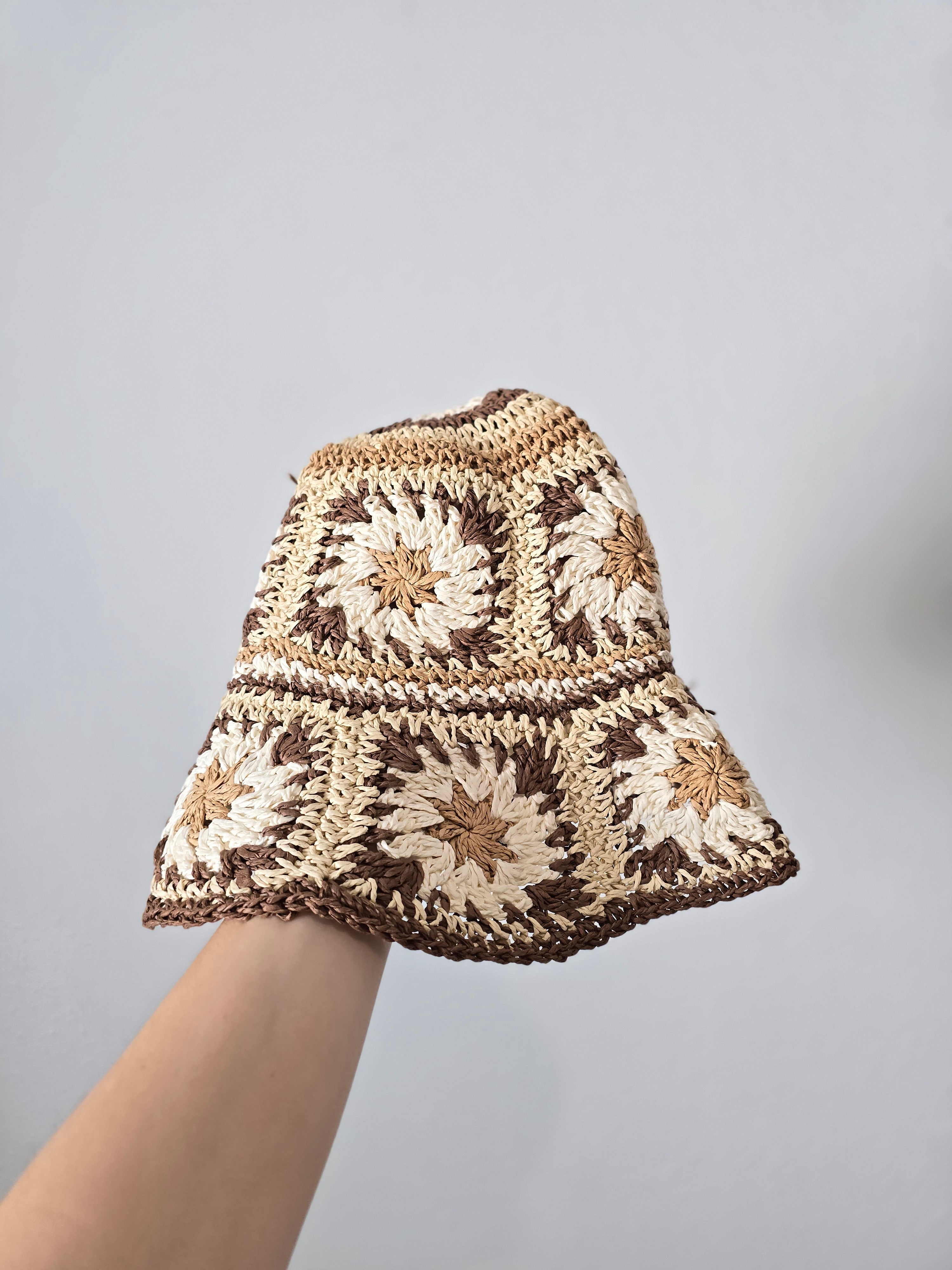 Crochet Straw Bucket Hat