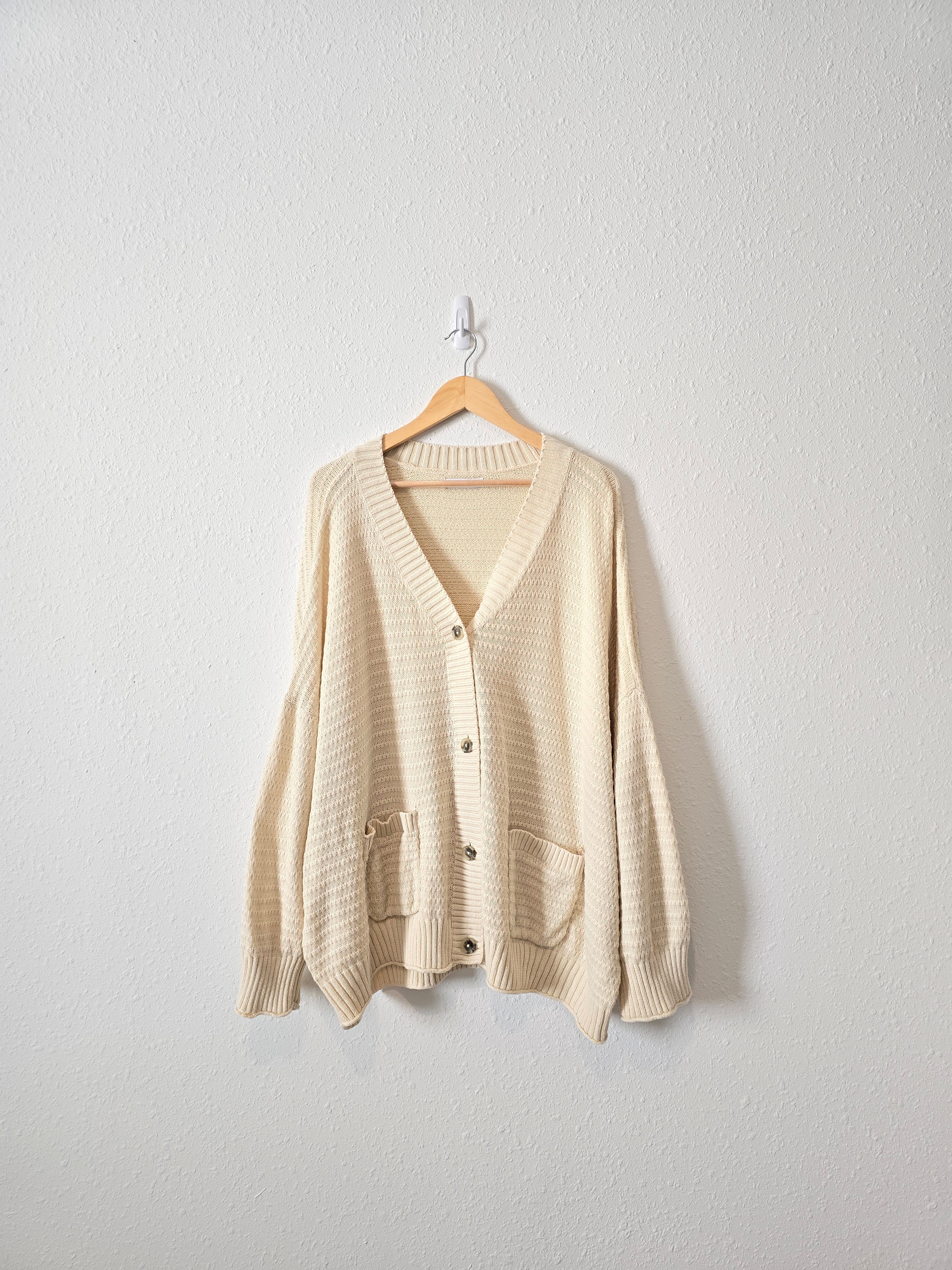Cream Chunky Cardigan Sweater (5X)