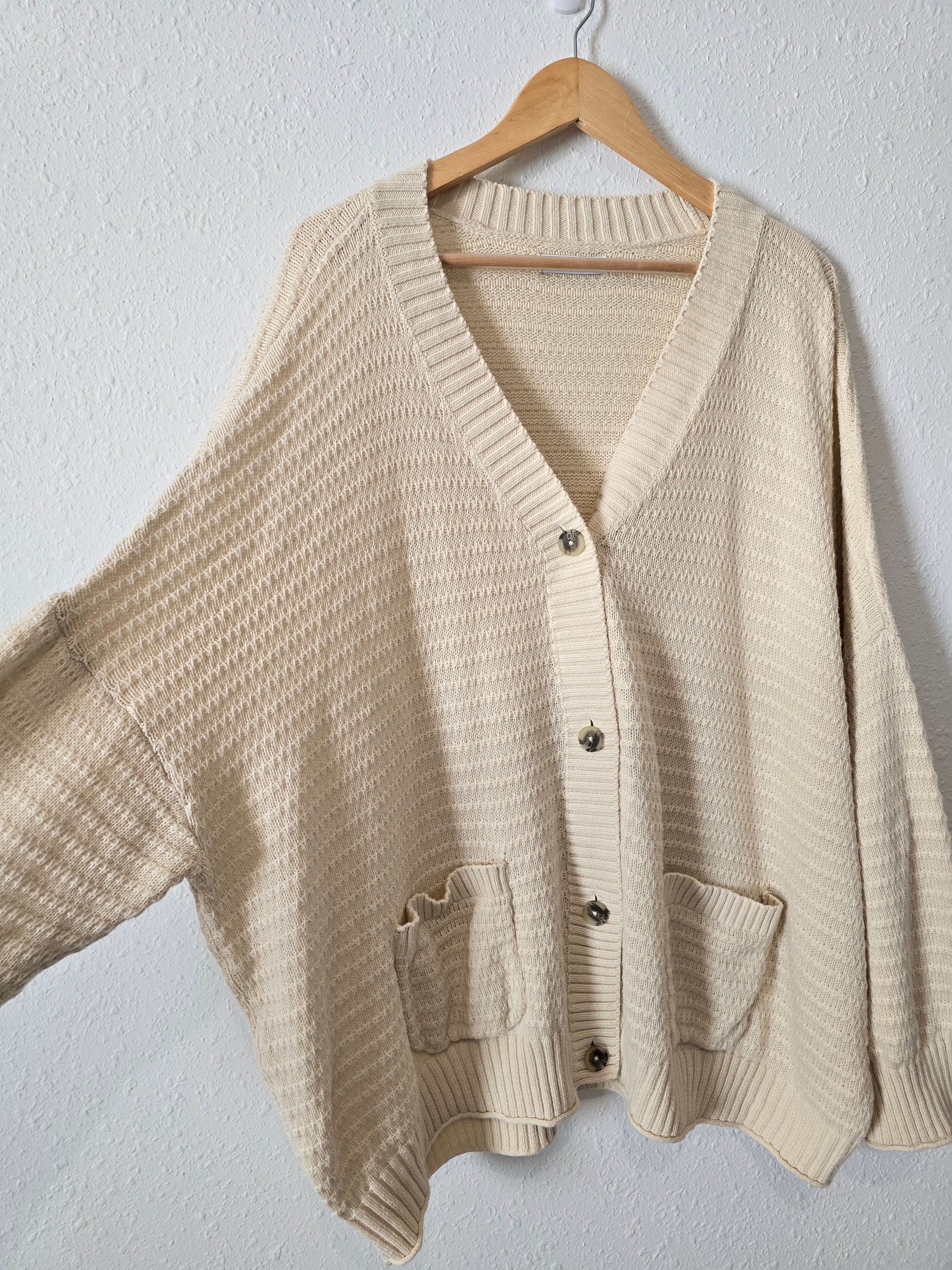 Cream Chunky Cardigan Sweater (5X)