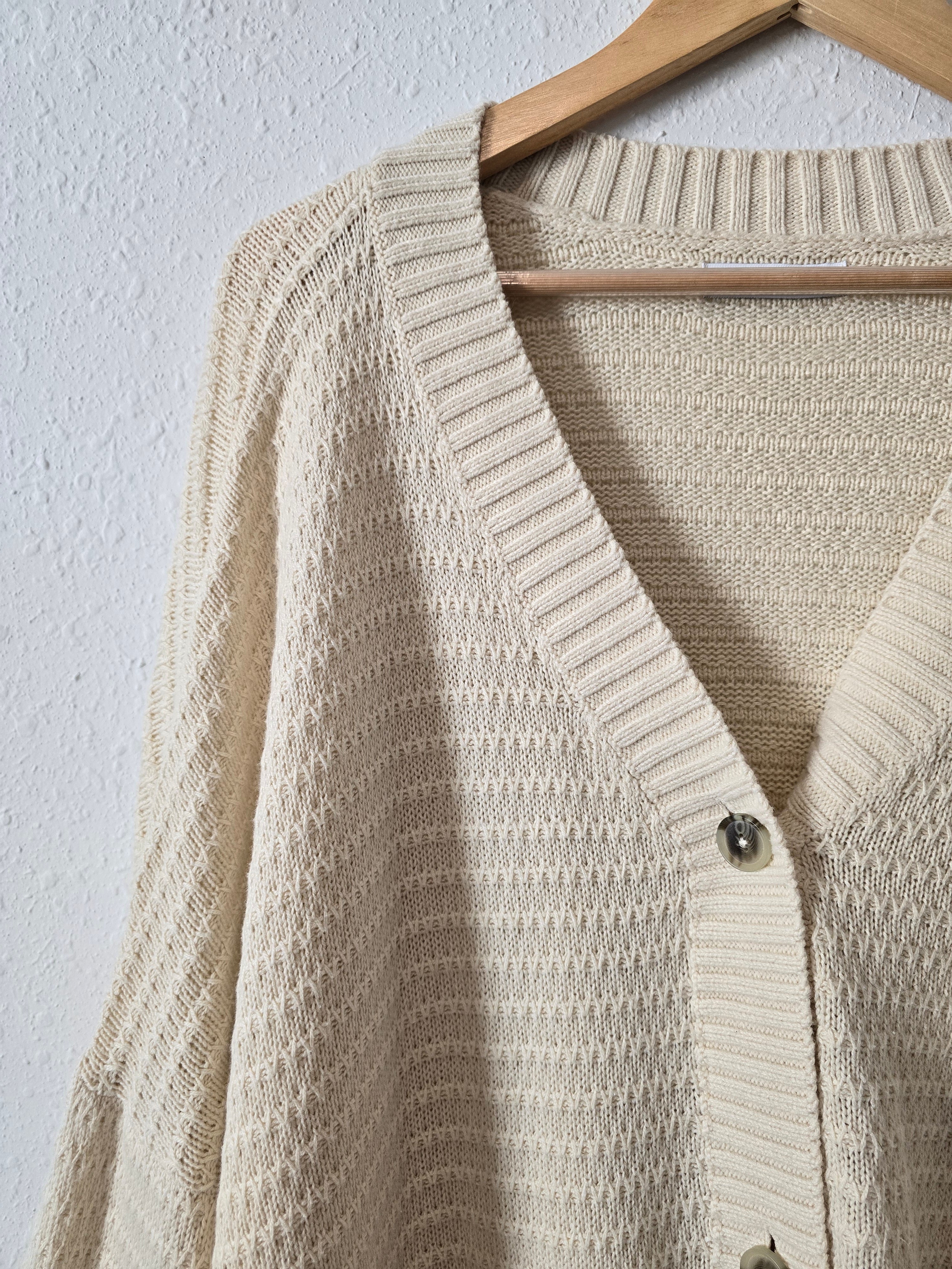 Cream Chunky Cardigan Sweater (5X)