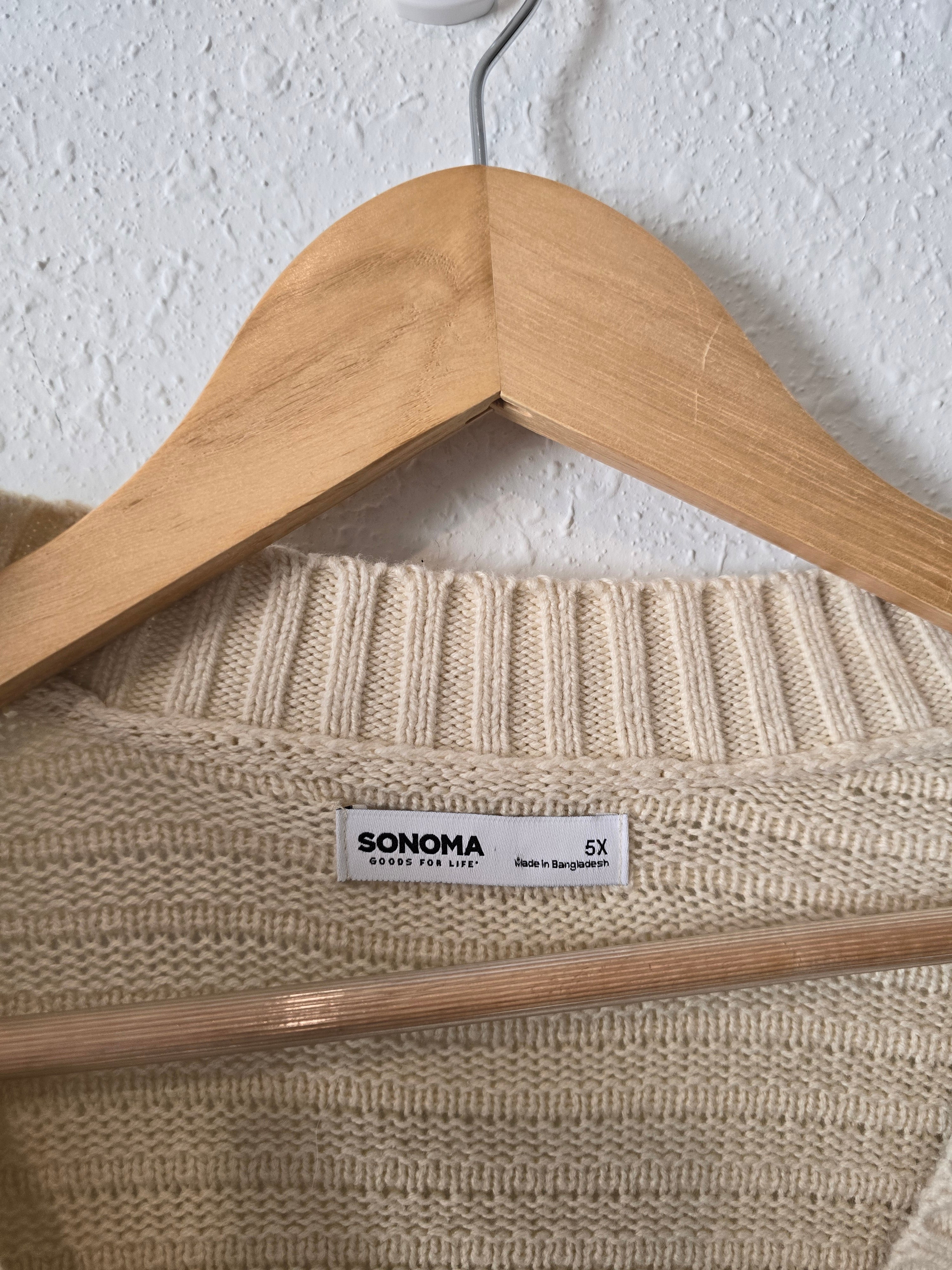Cream Chunky Cardigan Sweater (5X)