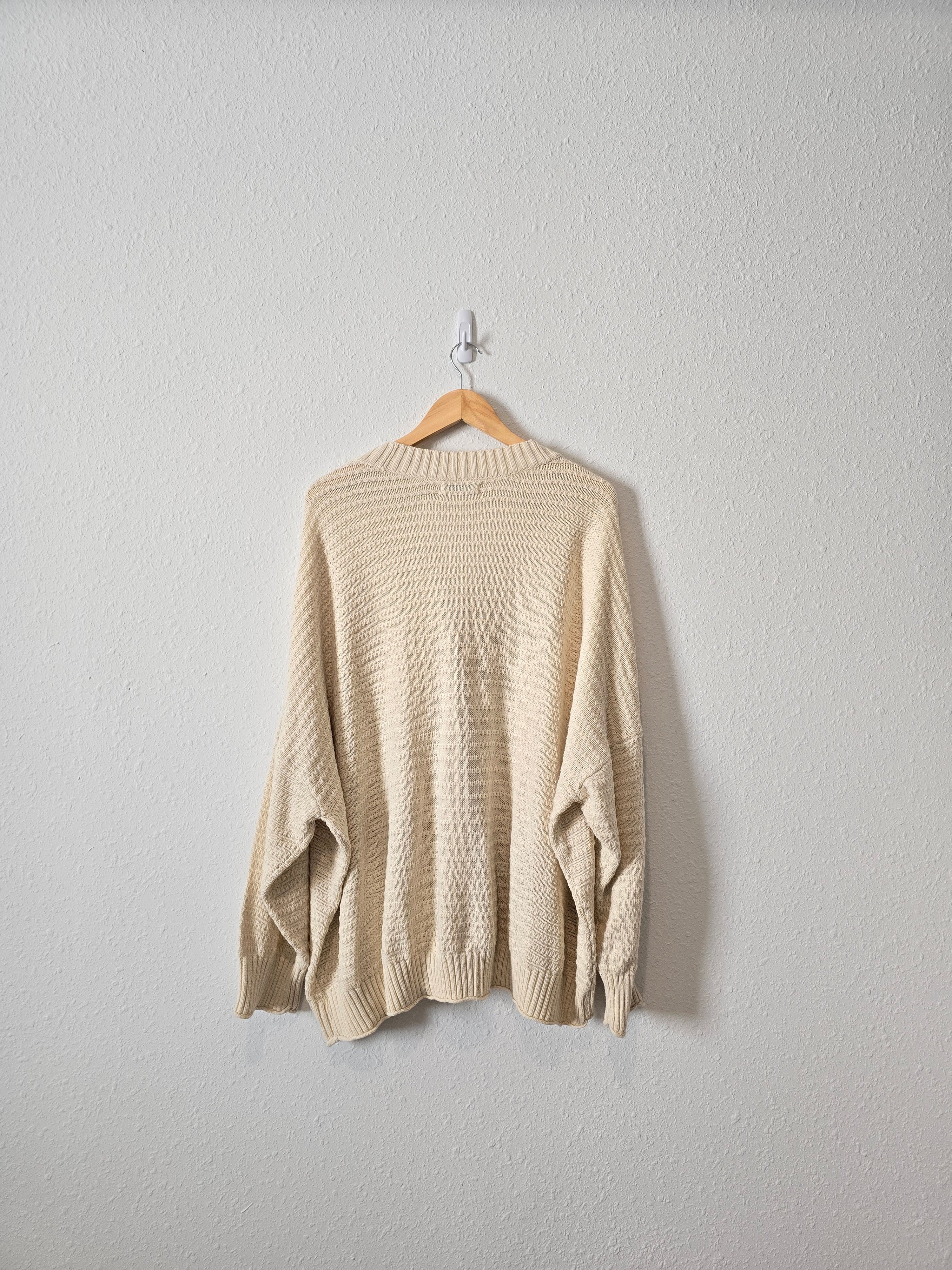 Cream Chunky Cardigan Sweater (5X)