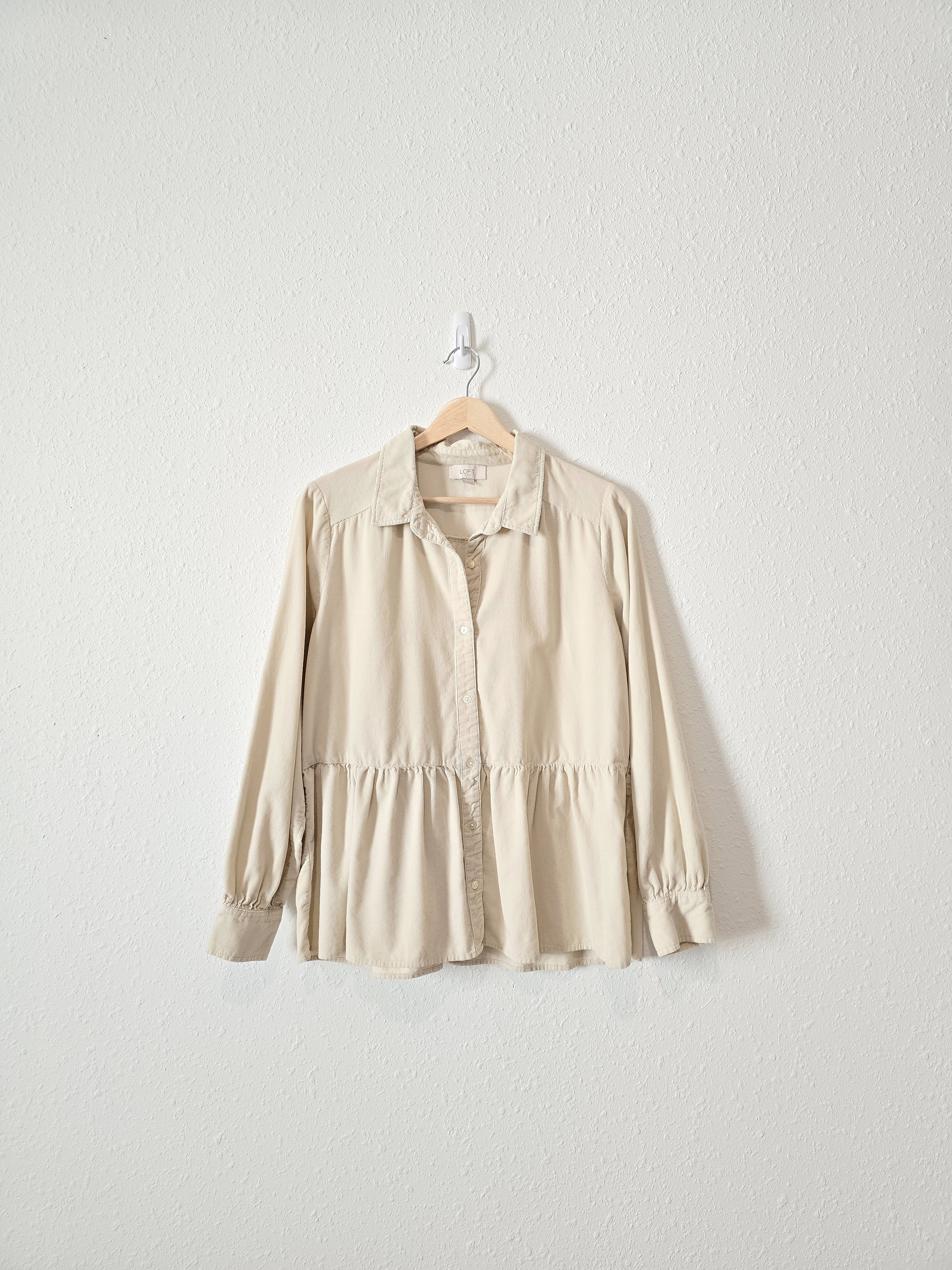 Cream Cord Button Up (M)