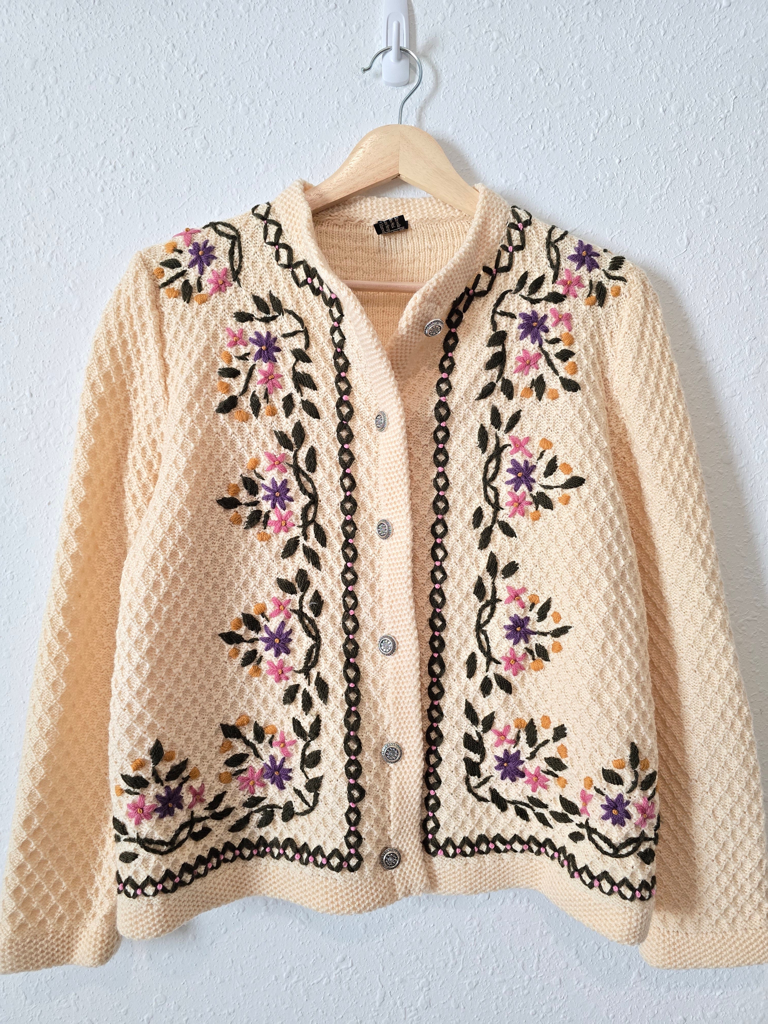 Vintage Floral Wool Sweater (XS/S)