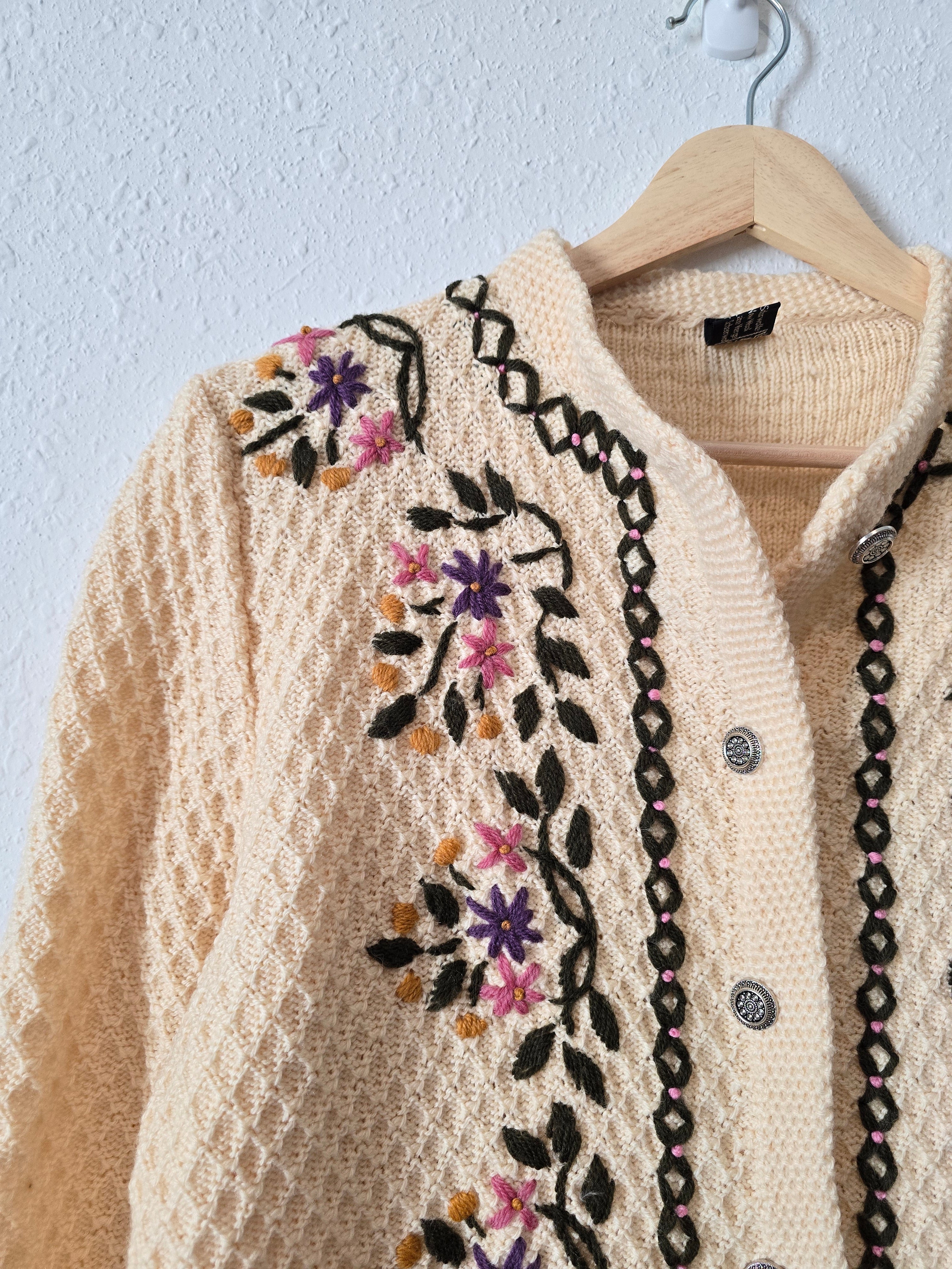 Vintage Floral Wool Sweater (XS/S)