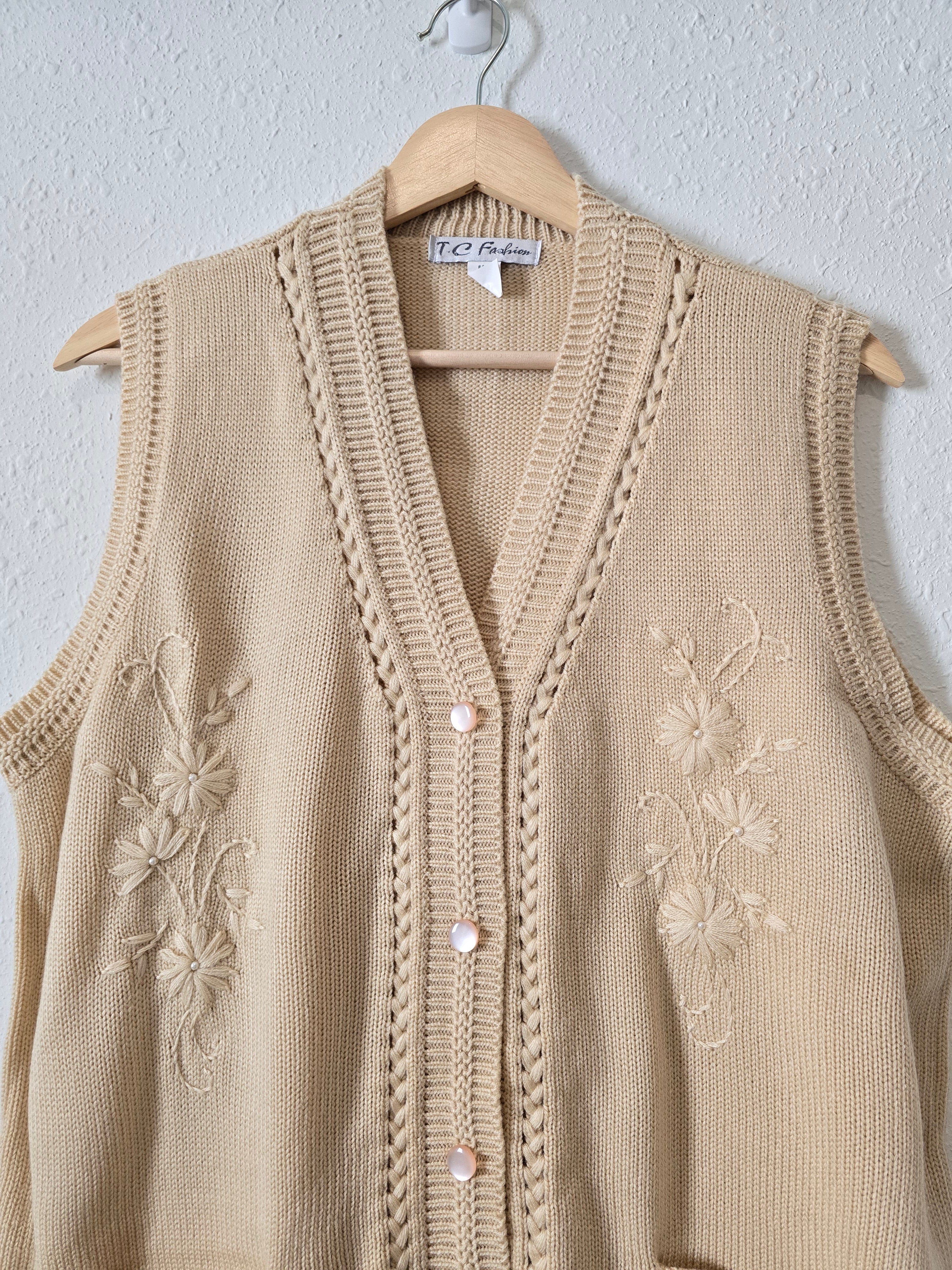 Vintage Floral Knit Vest (XL)
