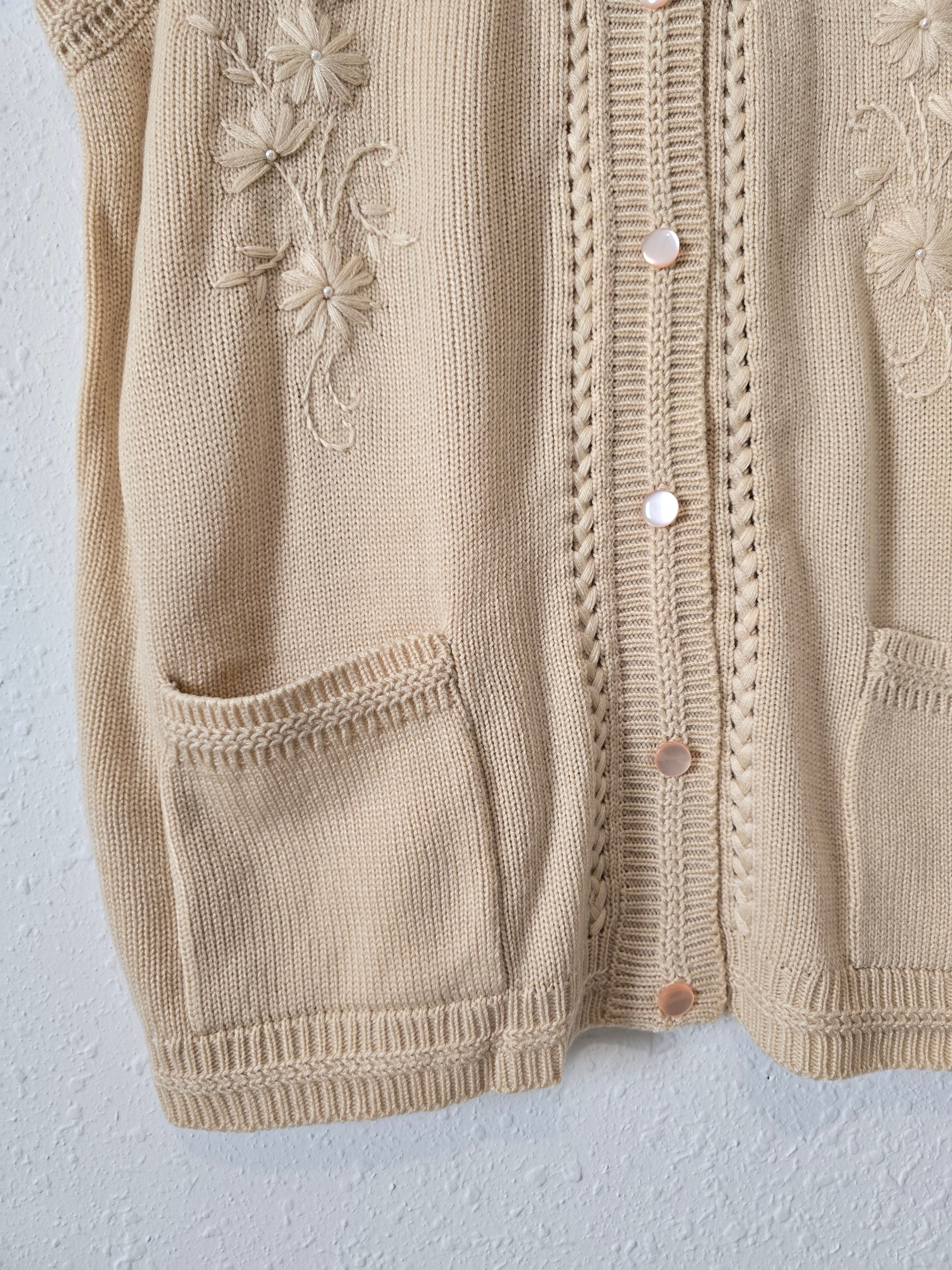 Vintage Floral Knit Vest (XL)
