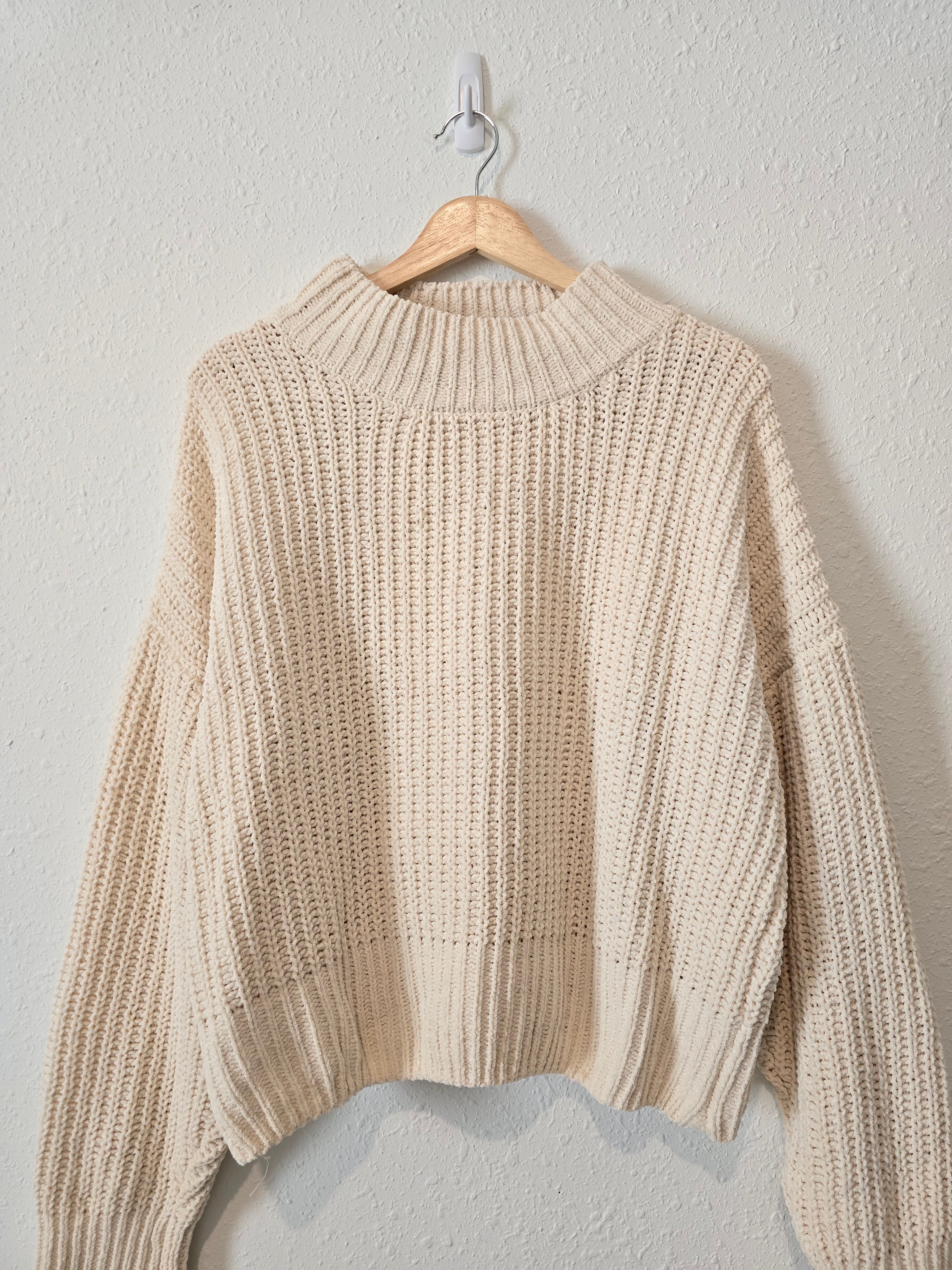 Cream Chunky Knit Sweater (L)