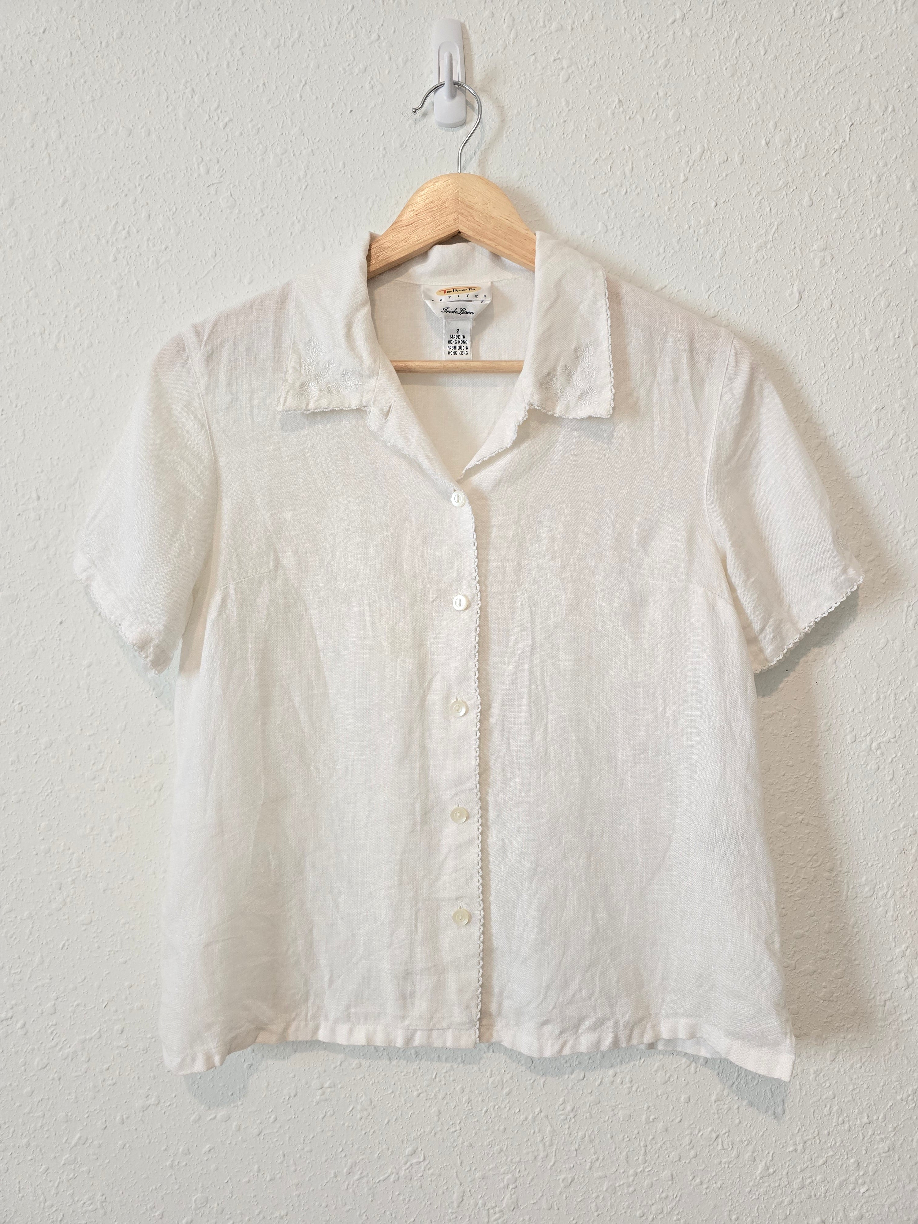 Vintage White Linen Button Up (2)
