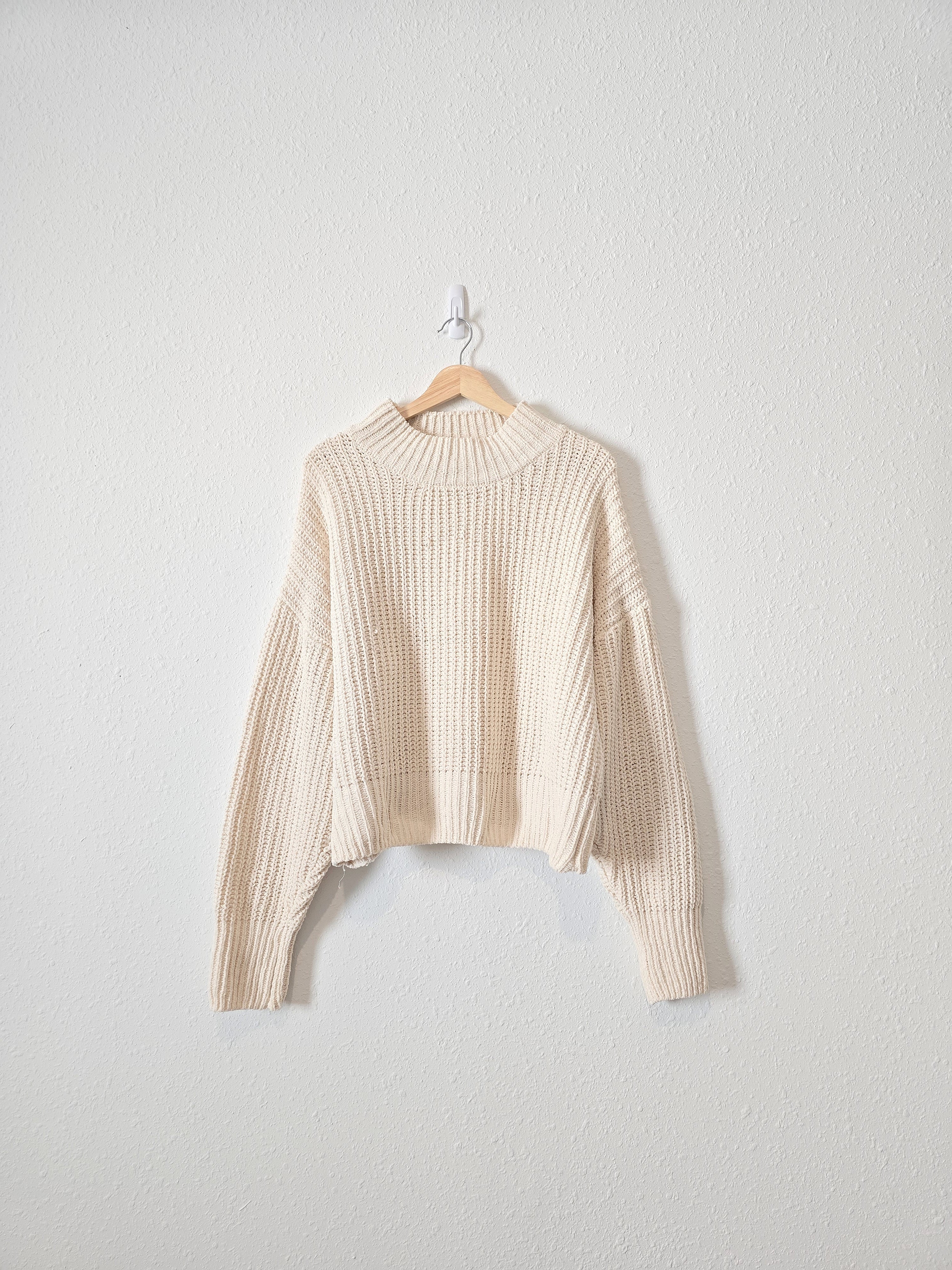 Cream Chunky Knit Sweater (L)