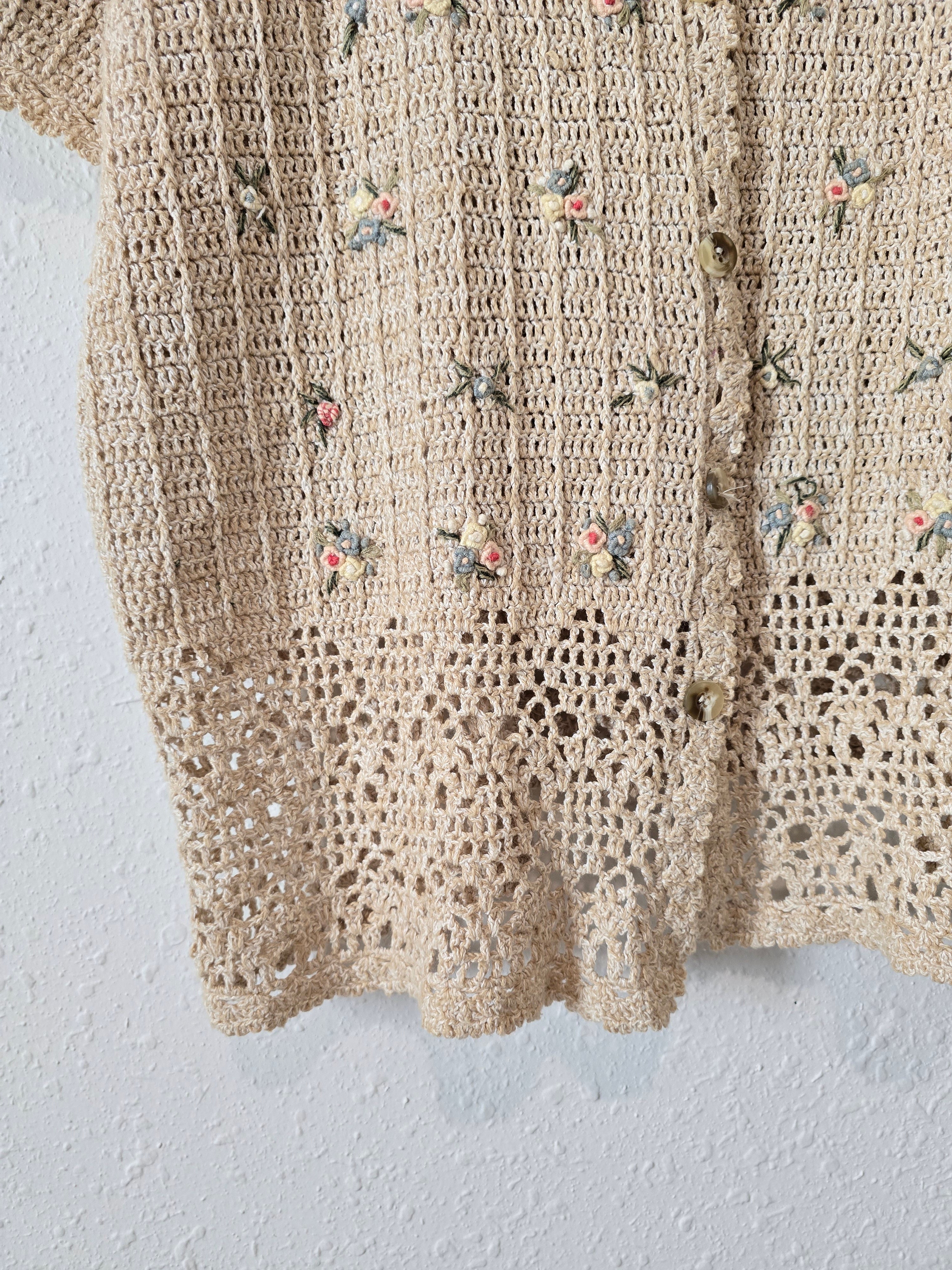 Vintage Floral Embroidered Sweater (L)