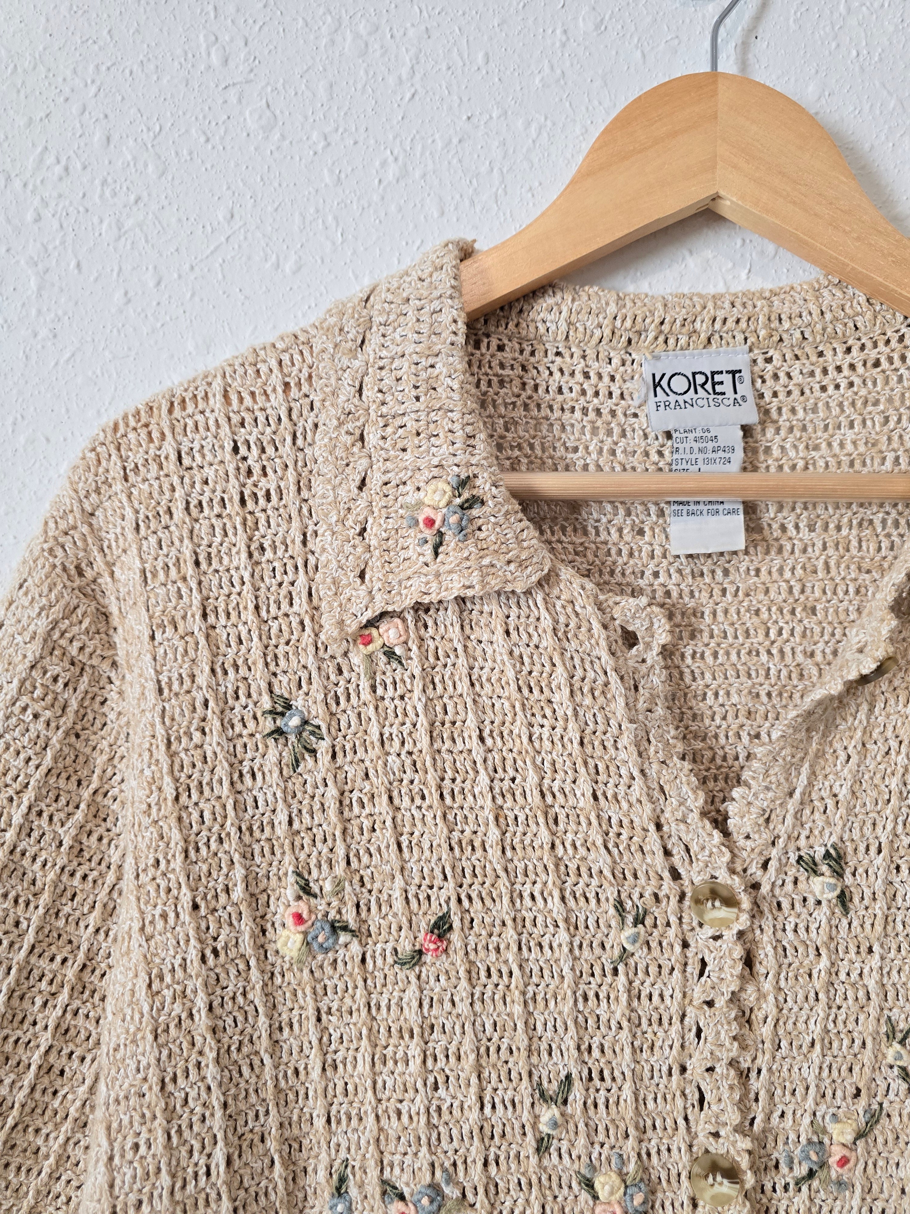 Vintage Floral Embroidered Sweater (L)