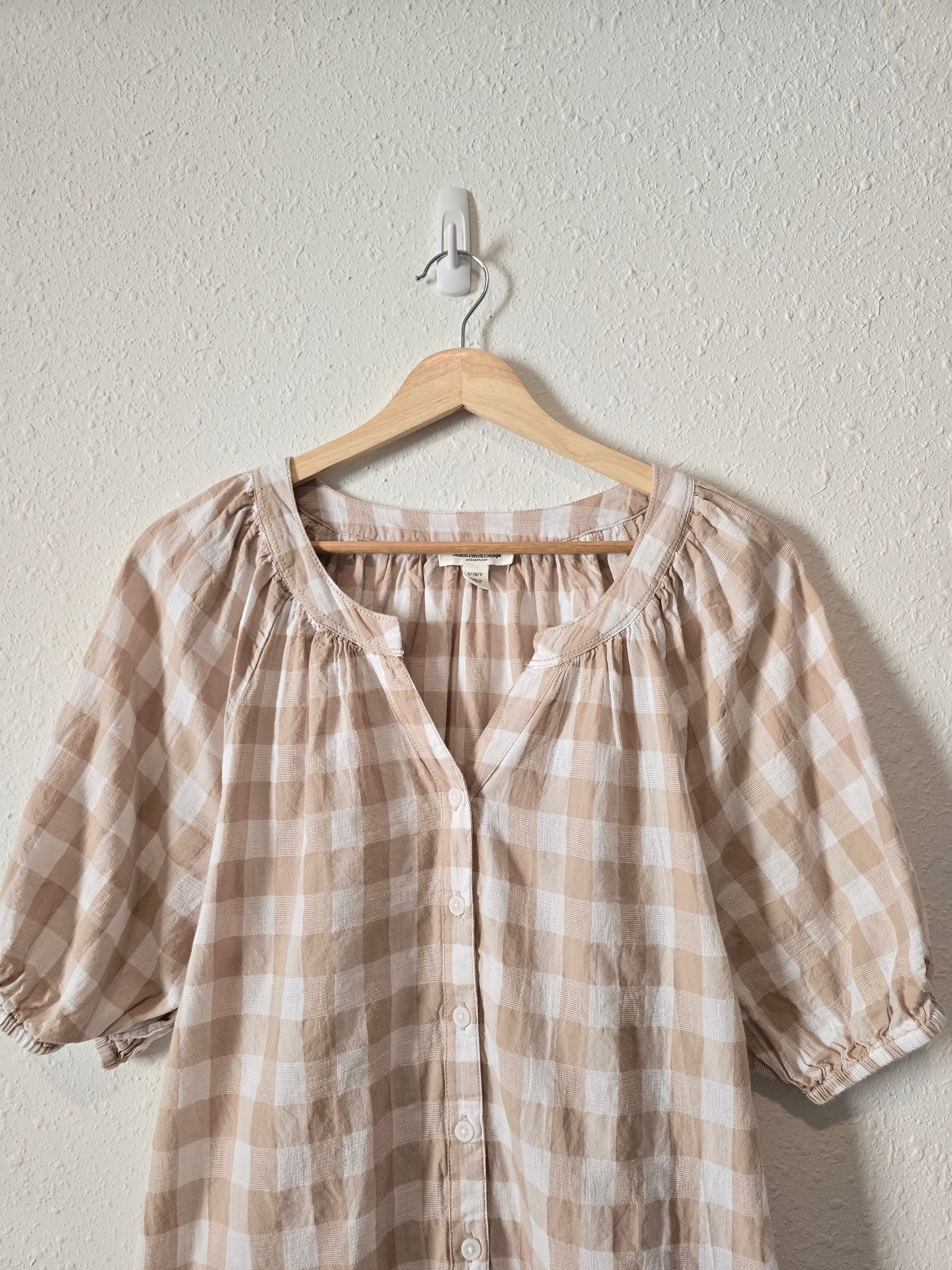 Checkered Button Up Blouse (S)