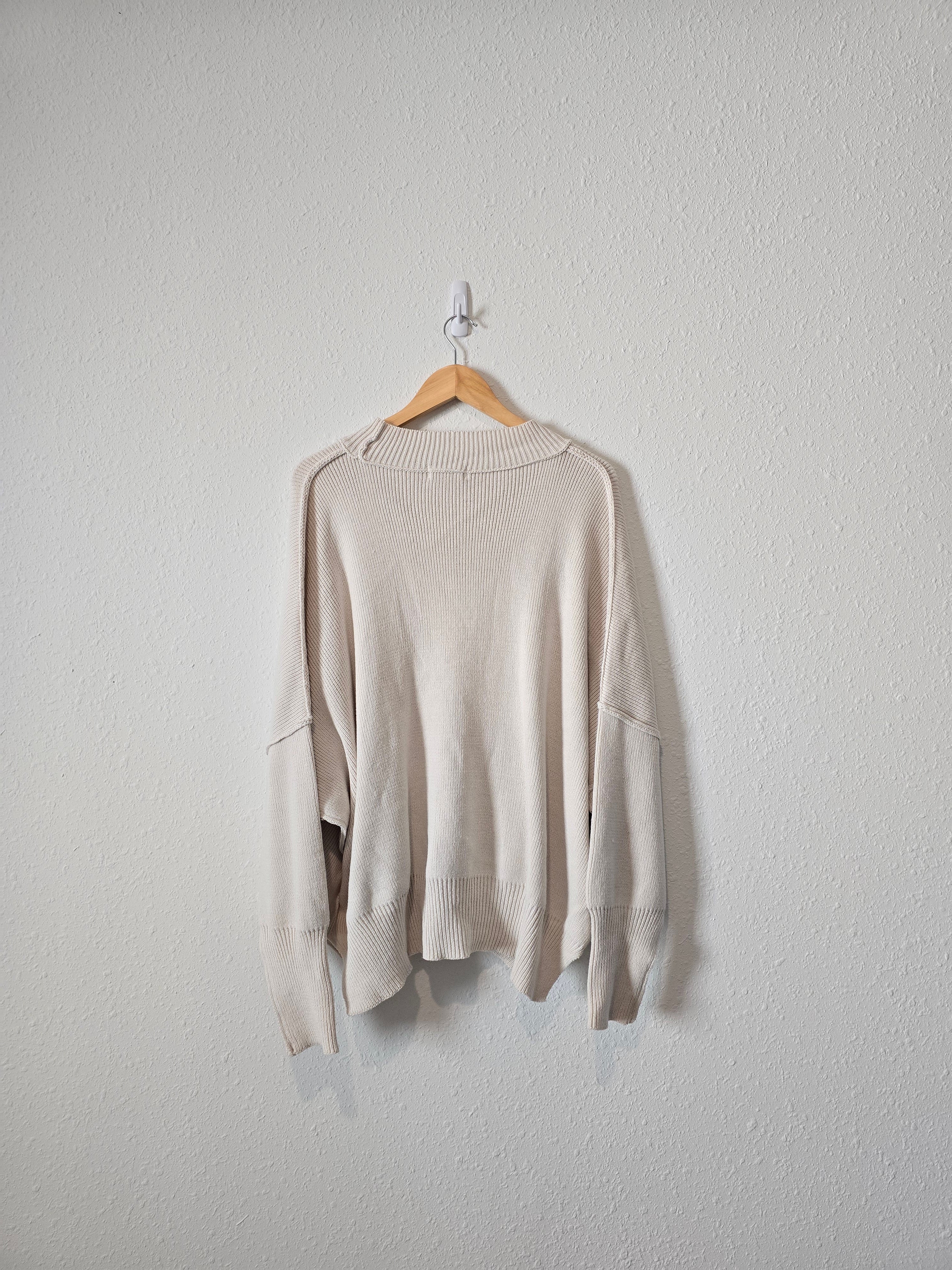 Cream Oversized Ribbed Sweater (M)