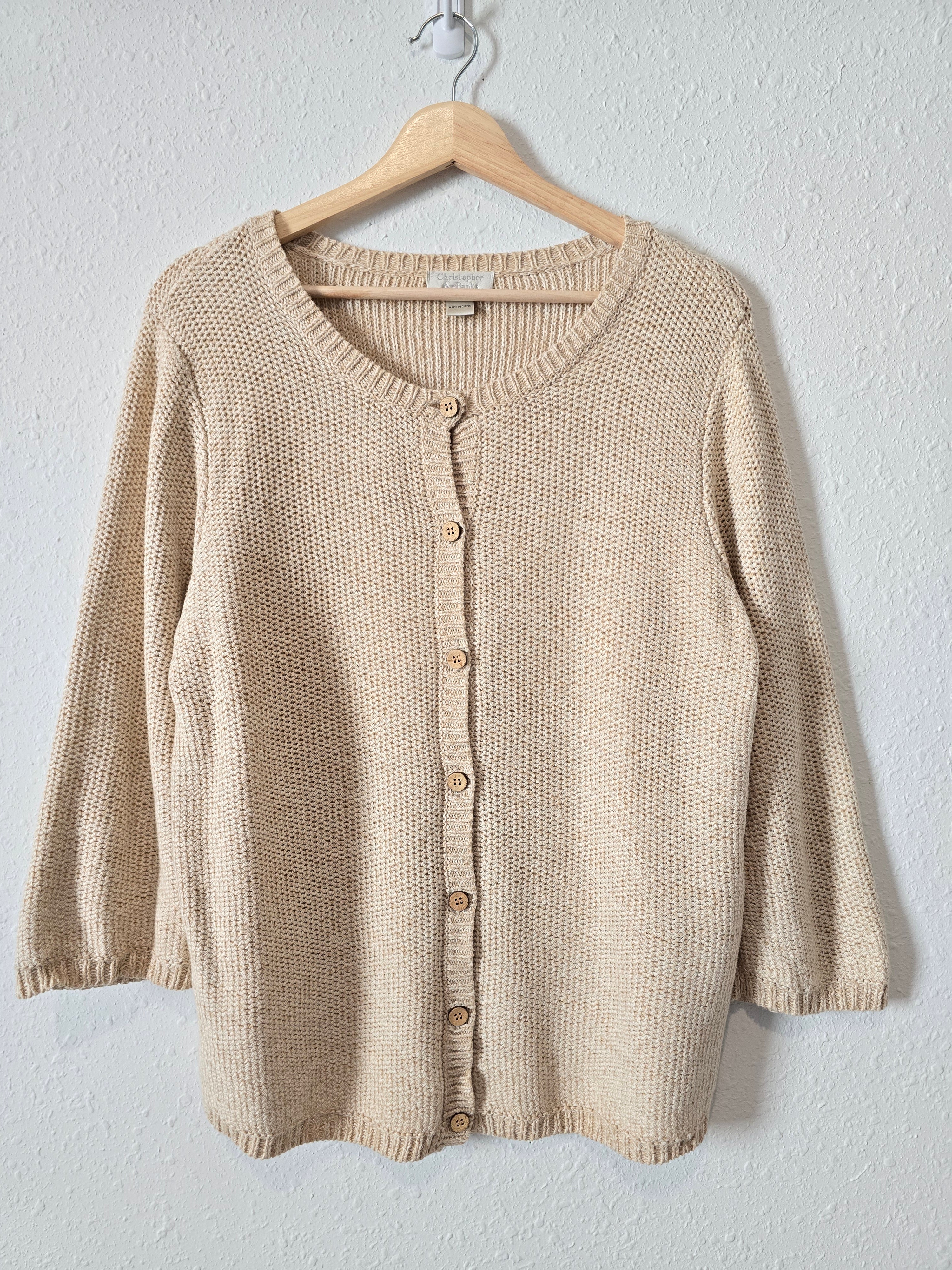 Vintage Button Up Textured Sweater (L)