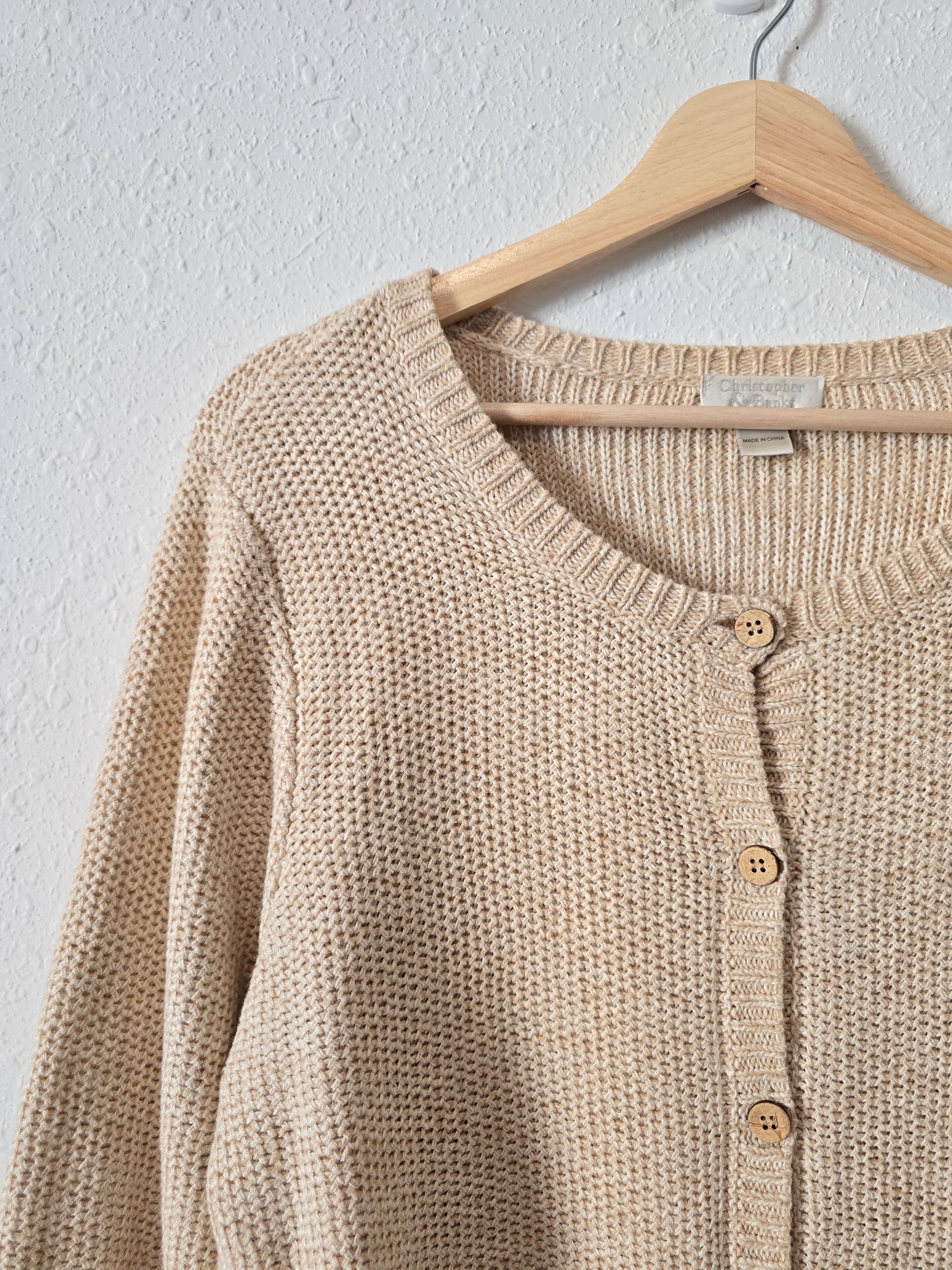Vintage Button Up Textured Sweater (L)