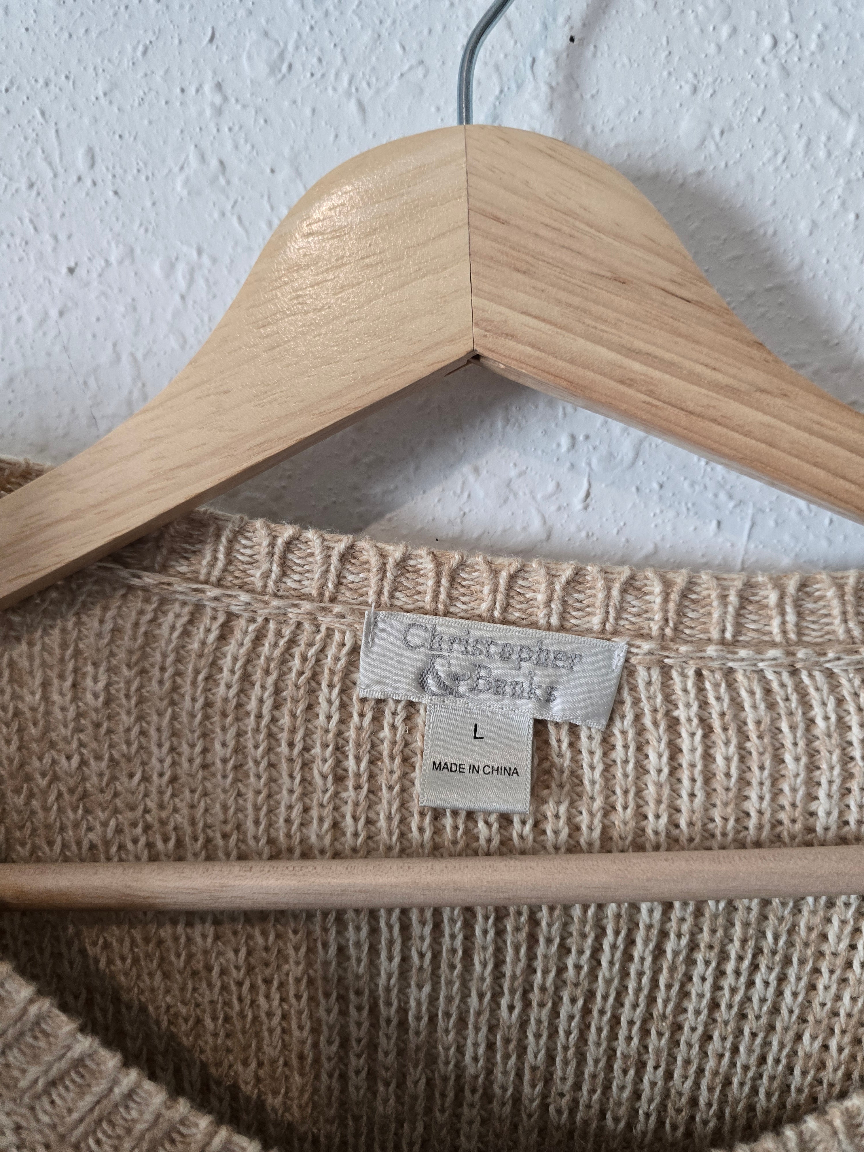 Vintage Button Up Textured Sweater (L)