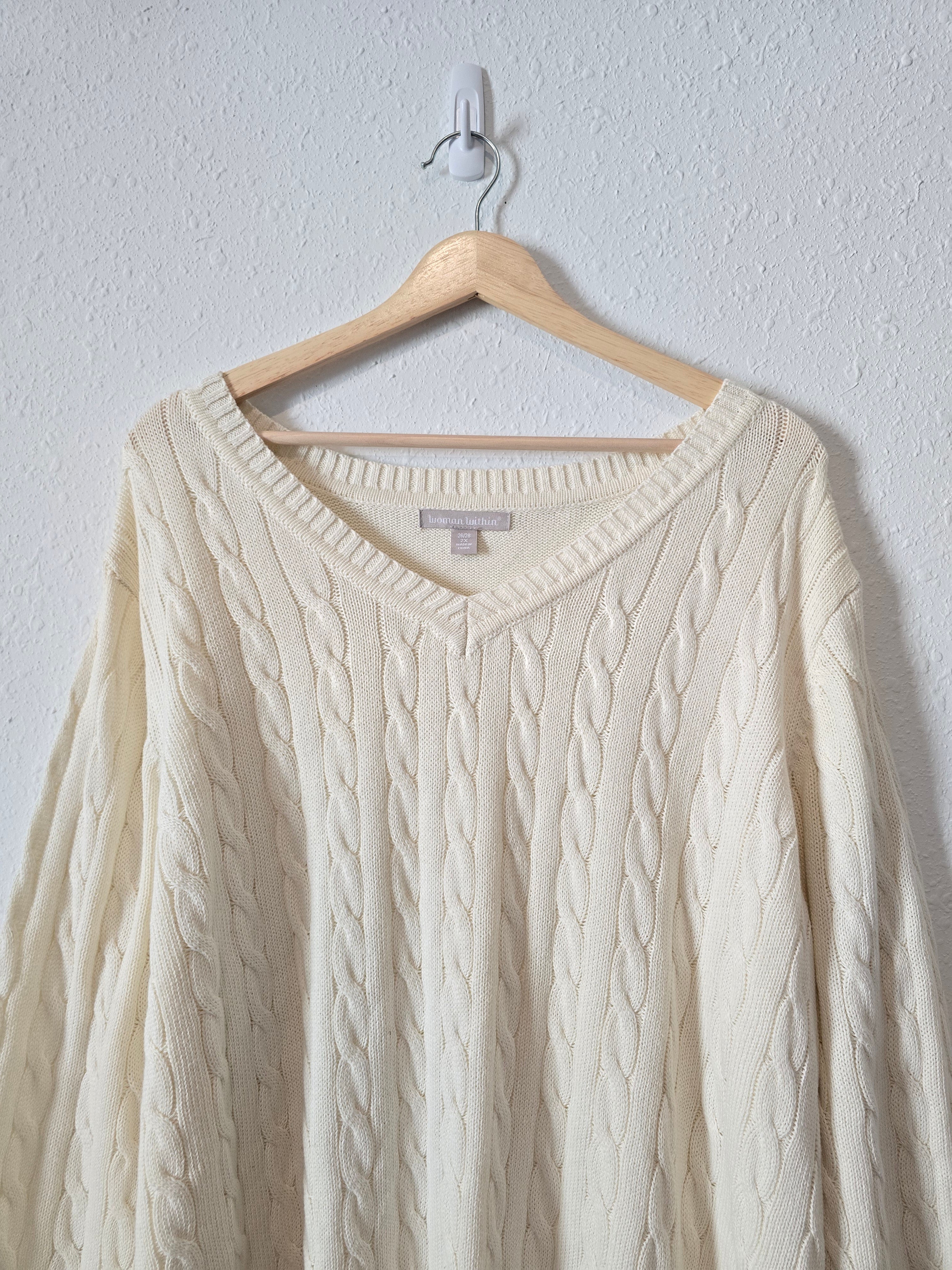 Cable Knit Cotton Sweater (2X)