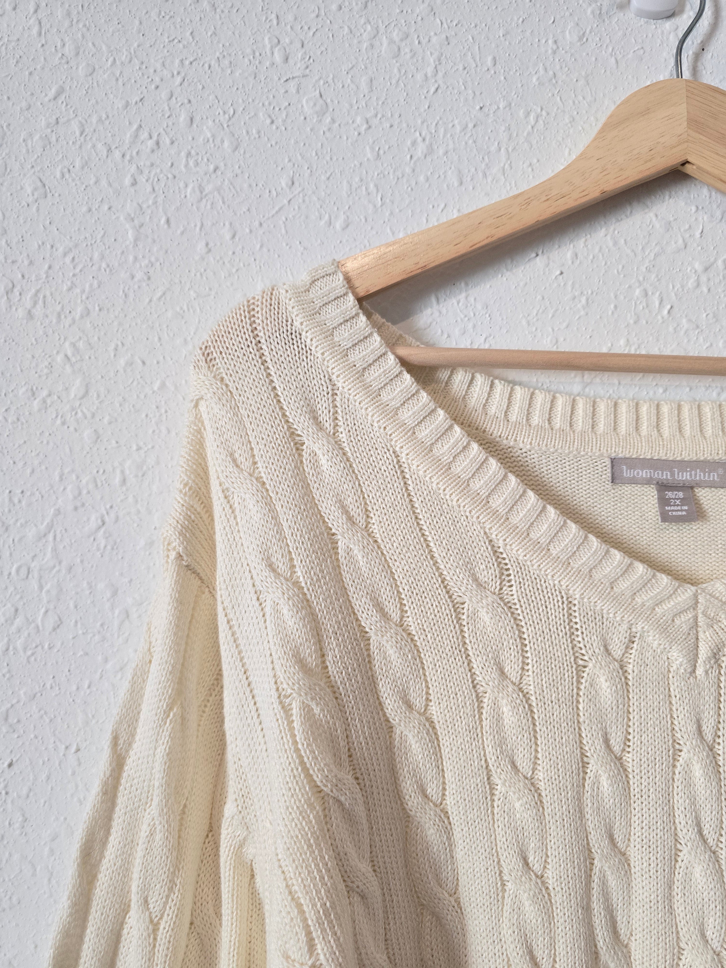 Cable Knit Cotton Sweater (2X)