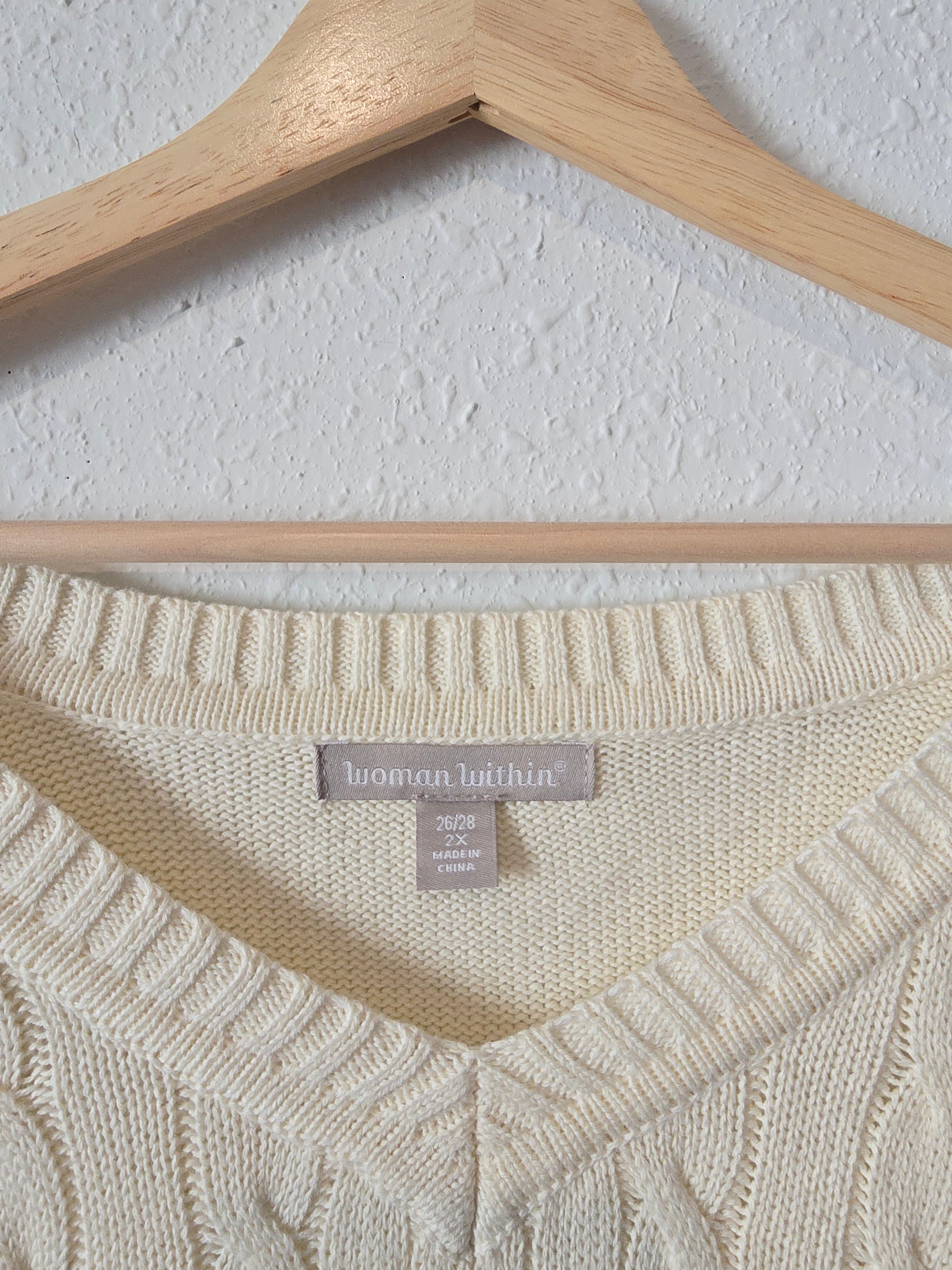 Cable Knit Cotton Sweater (2X)