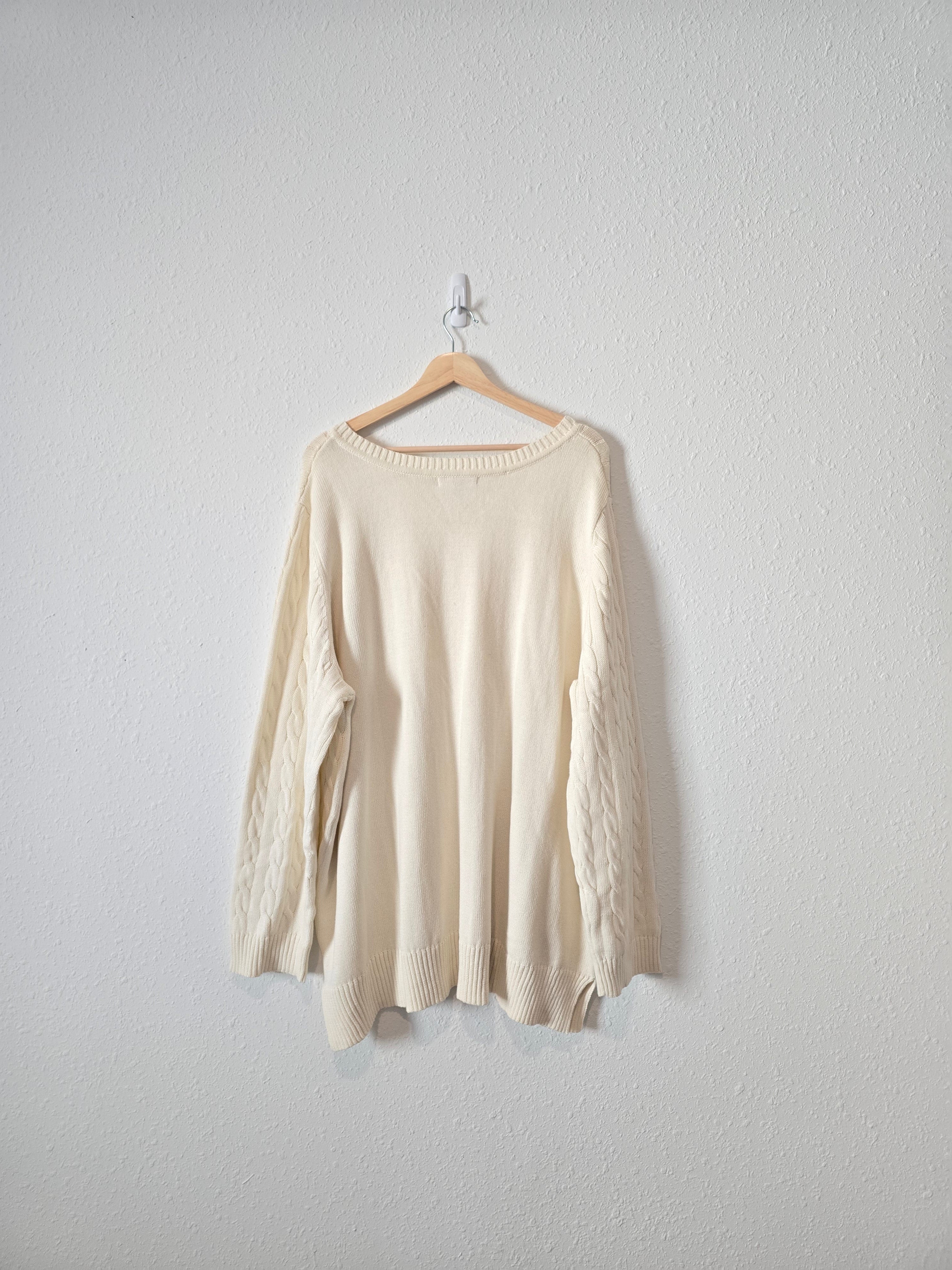 Cable Knit Cotton Sweater (2X)