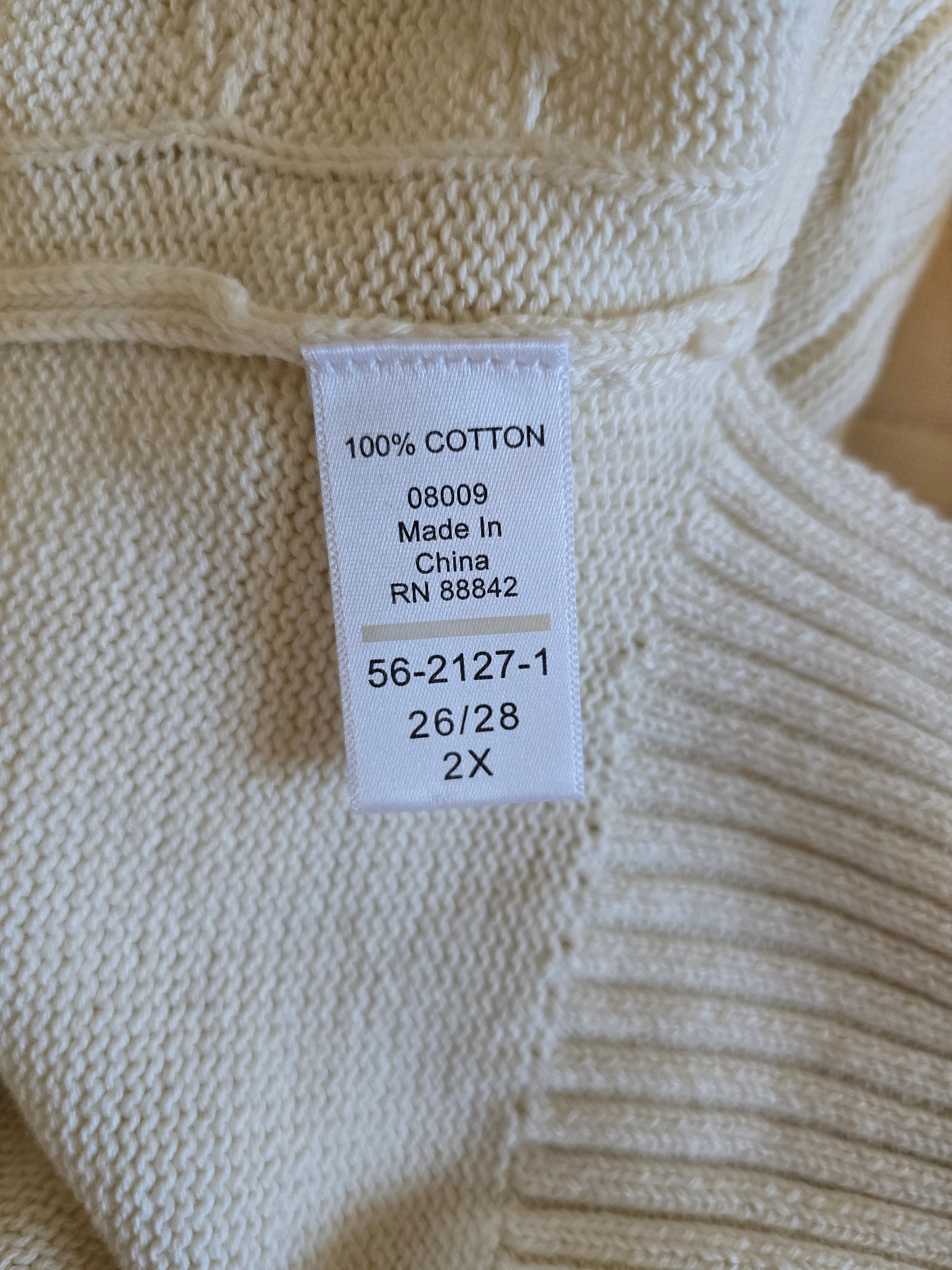 Cable Knit Cotton Sweater (2X)