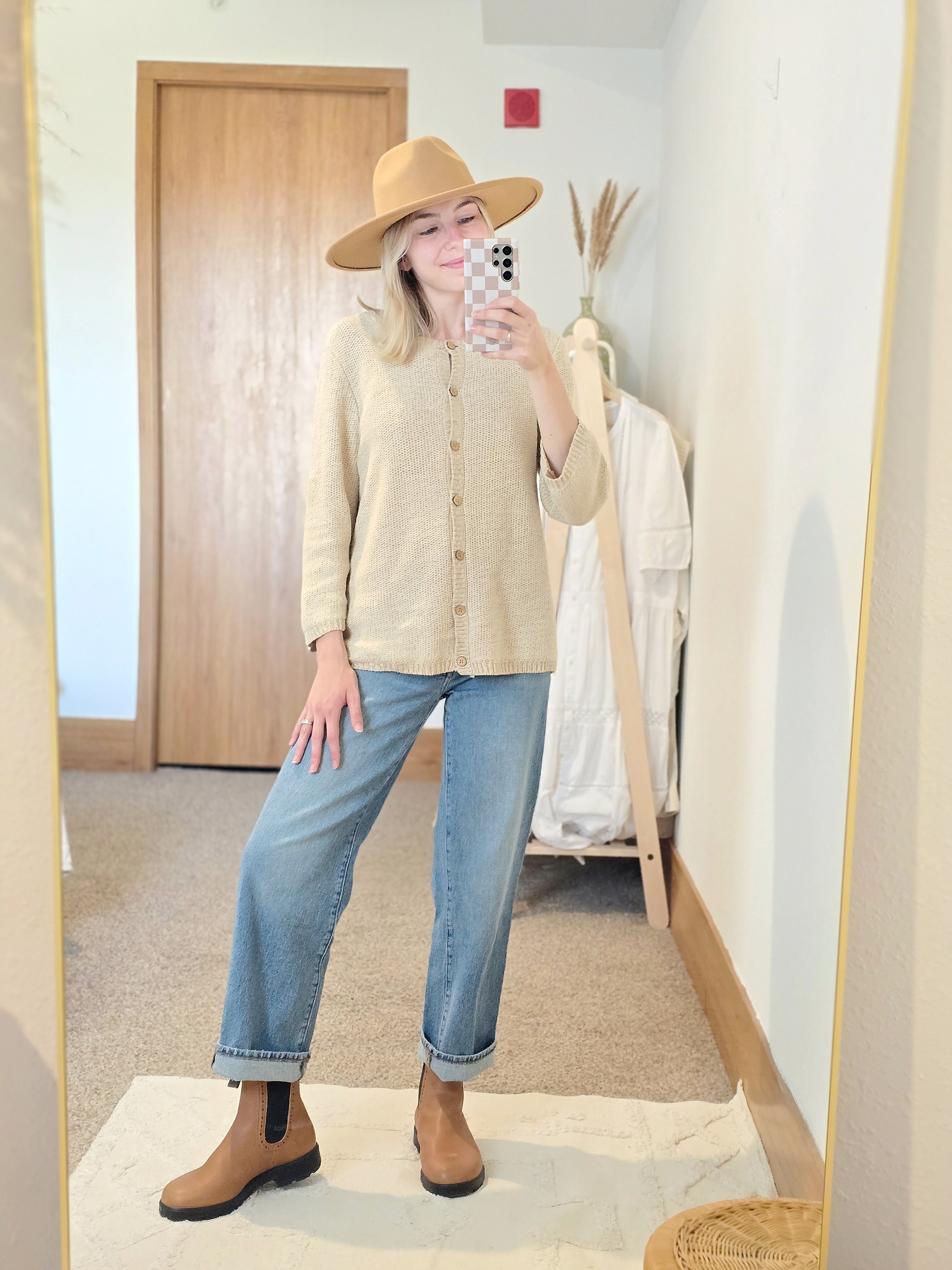 Vintage Button Up Textured Sweater (L)
