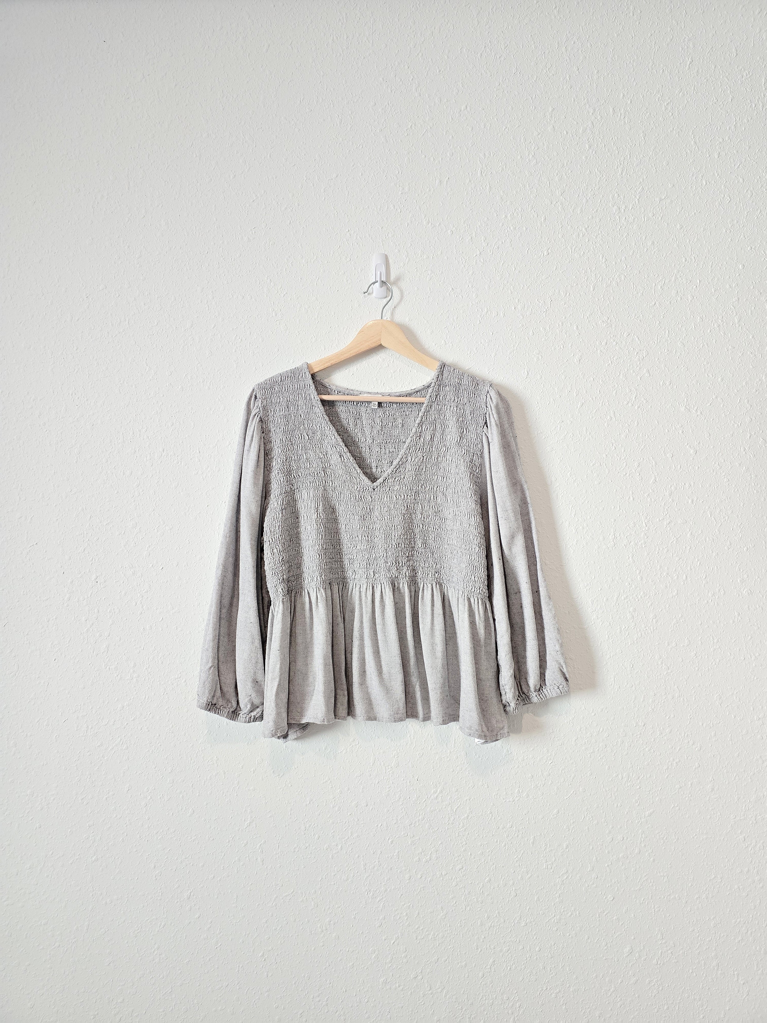Madewell Smocked Puff Sleeve Top (XXL)