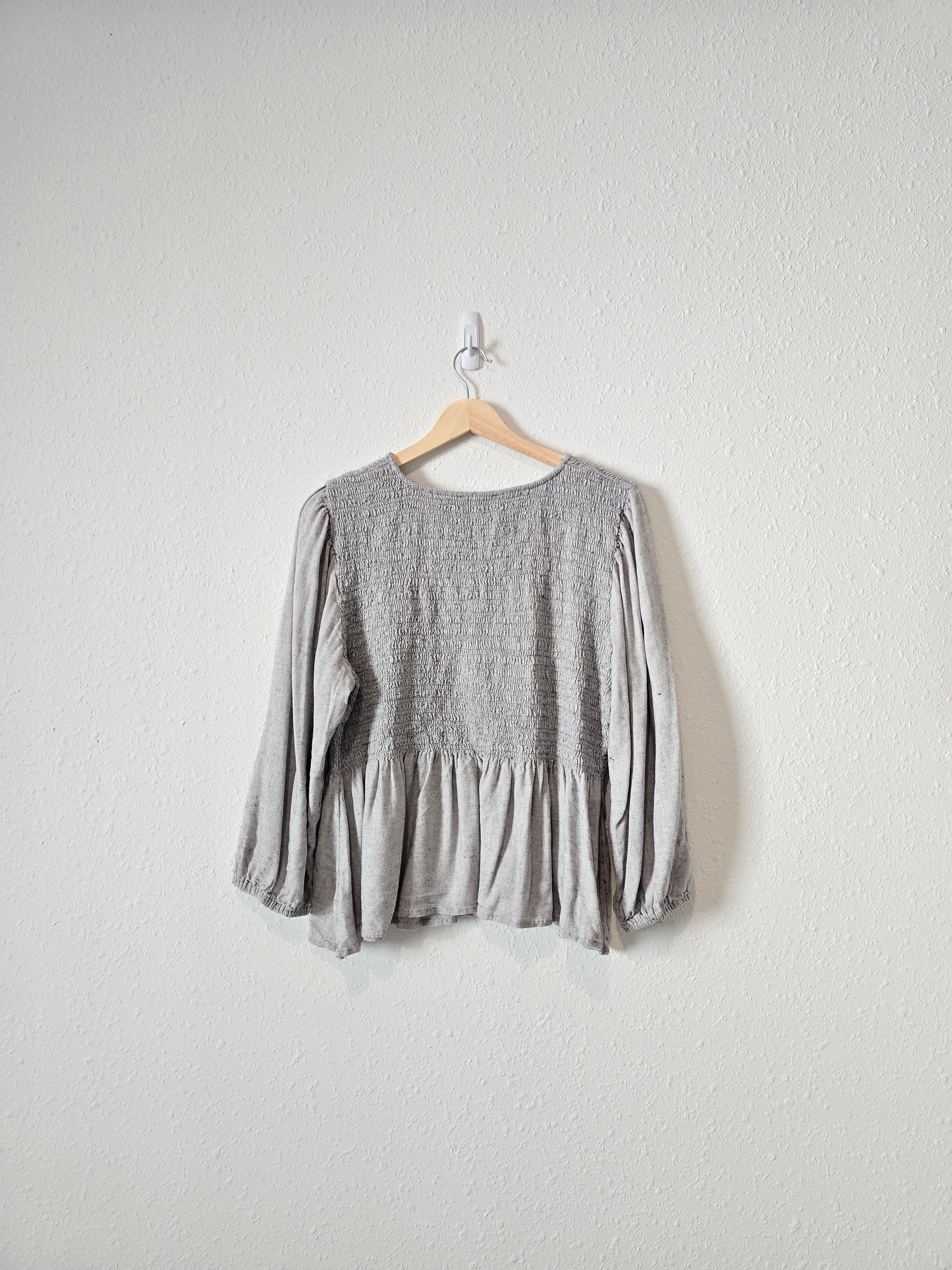 Madewell Smocked Puff Sleeve Top (XXL)