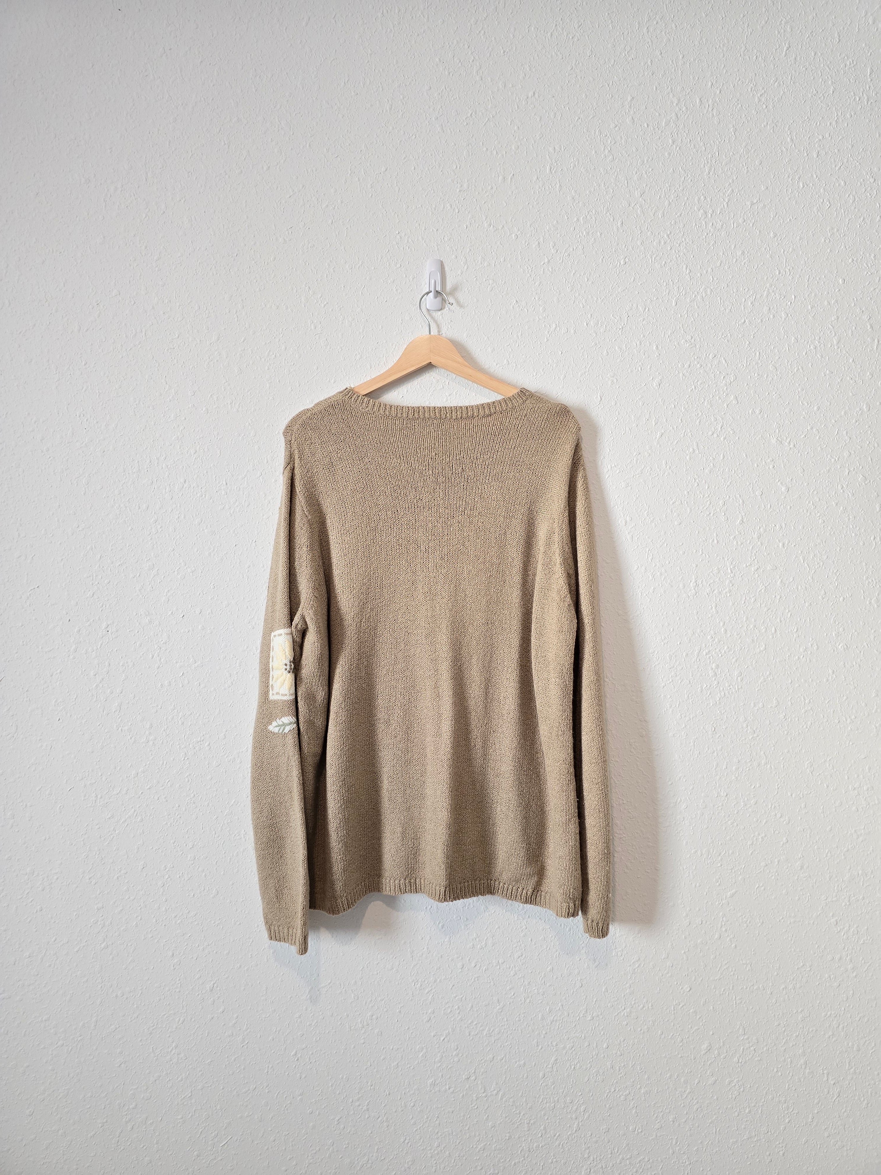 Vintage Floral Embroidered Sweater (XL)