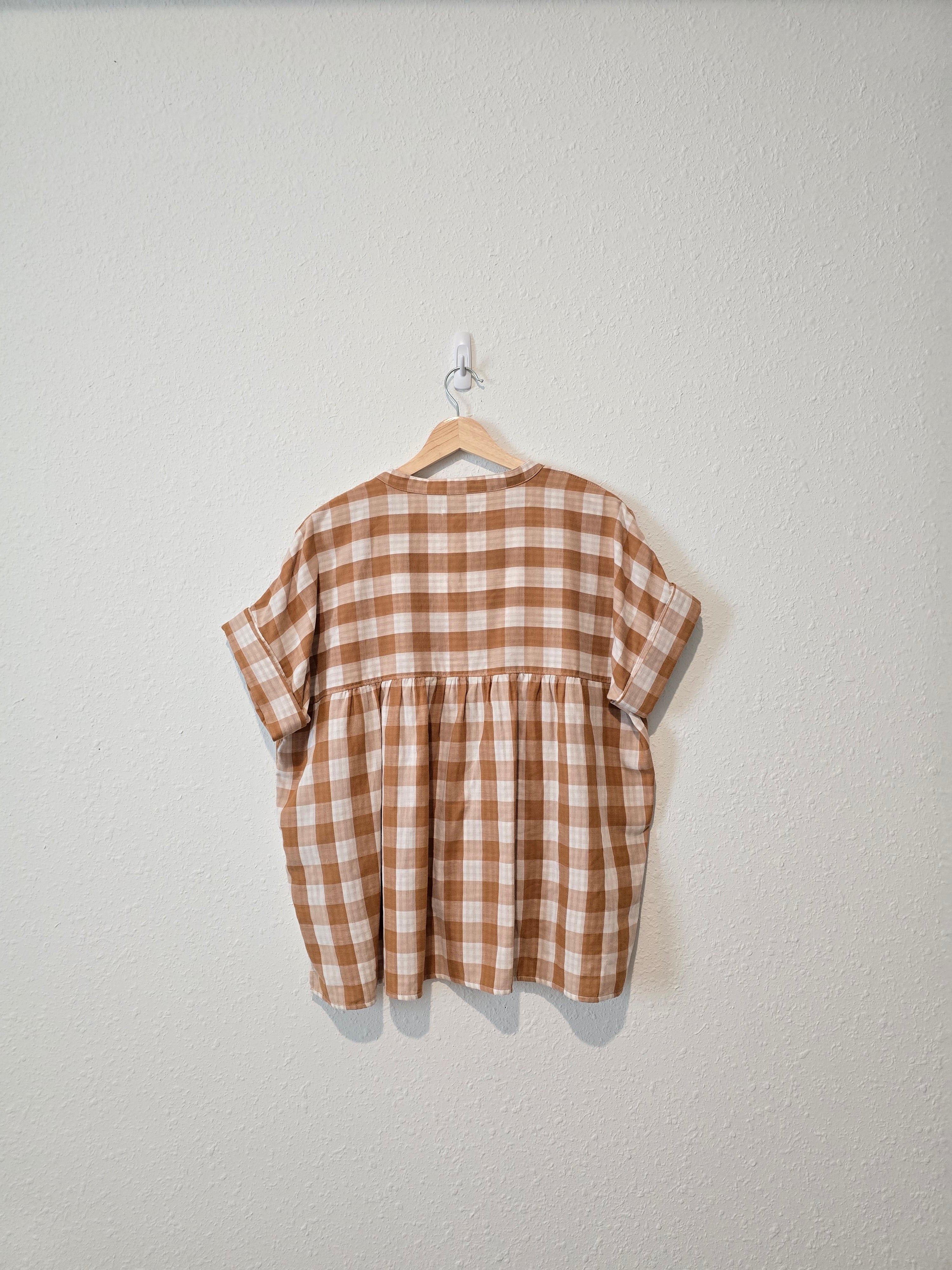 Madewell Checkered V Neck Top (S)