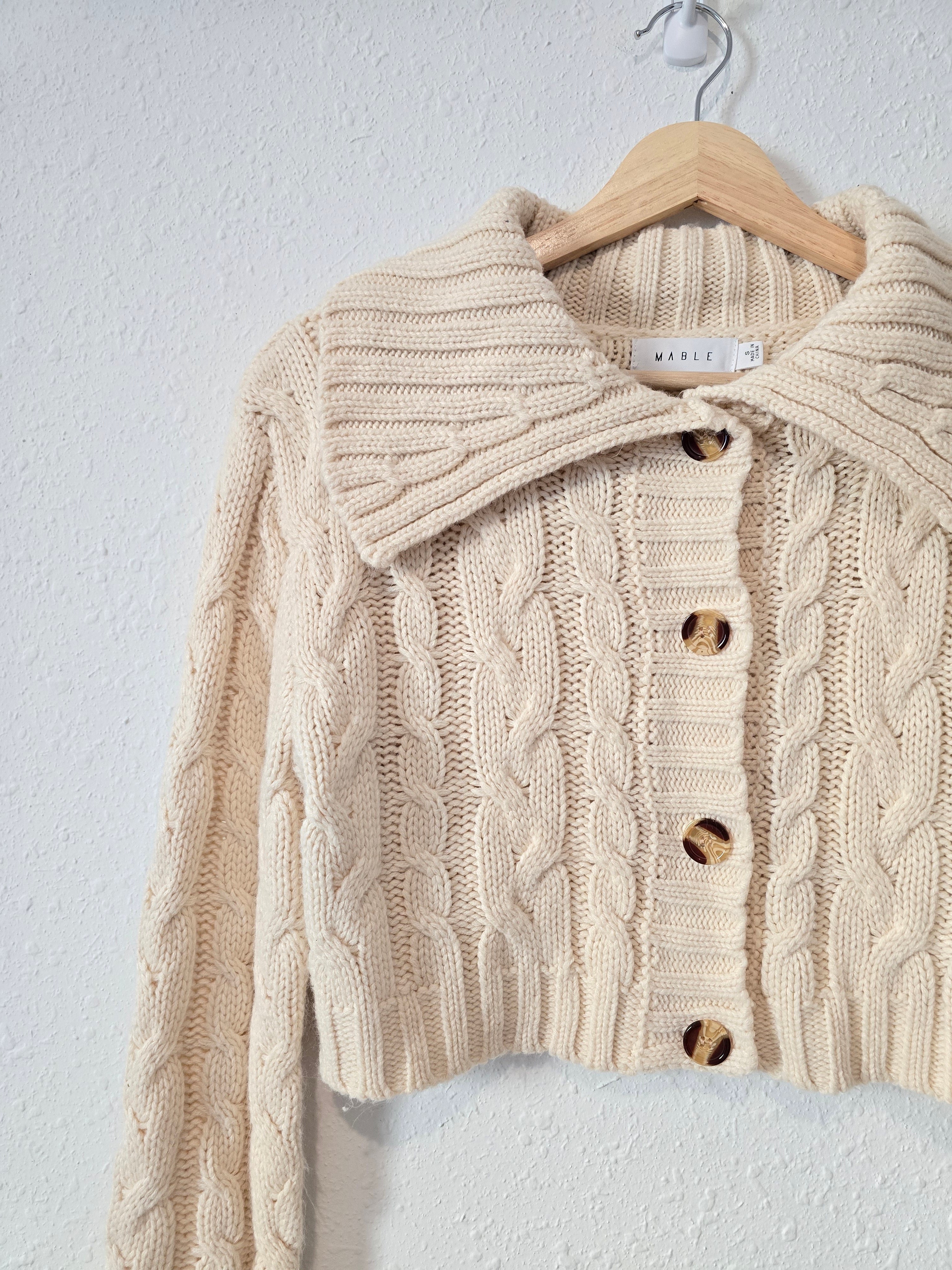 Mable Cable Knit Crop Sweater (S)